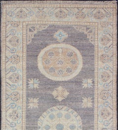 Keivan Woven Arts Khotan Design Runner with Geometric-Circle Medallion Pattern