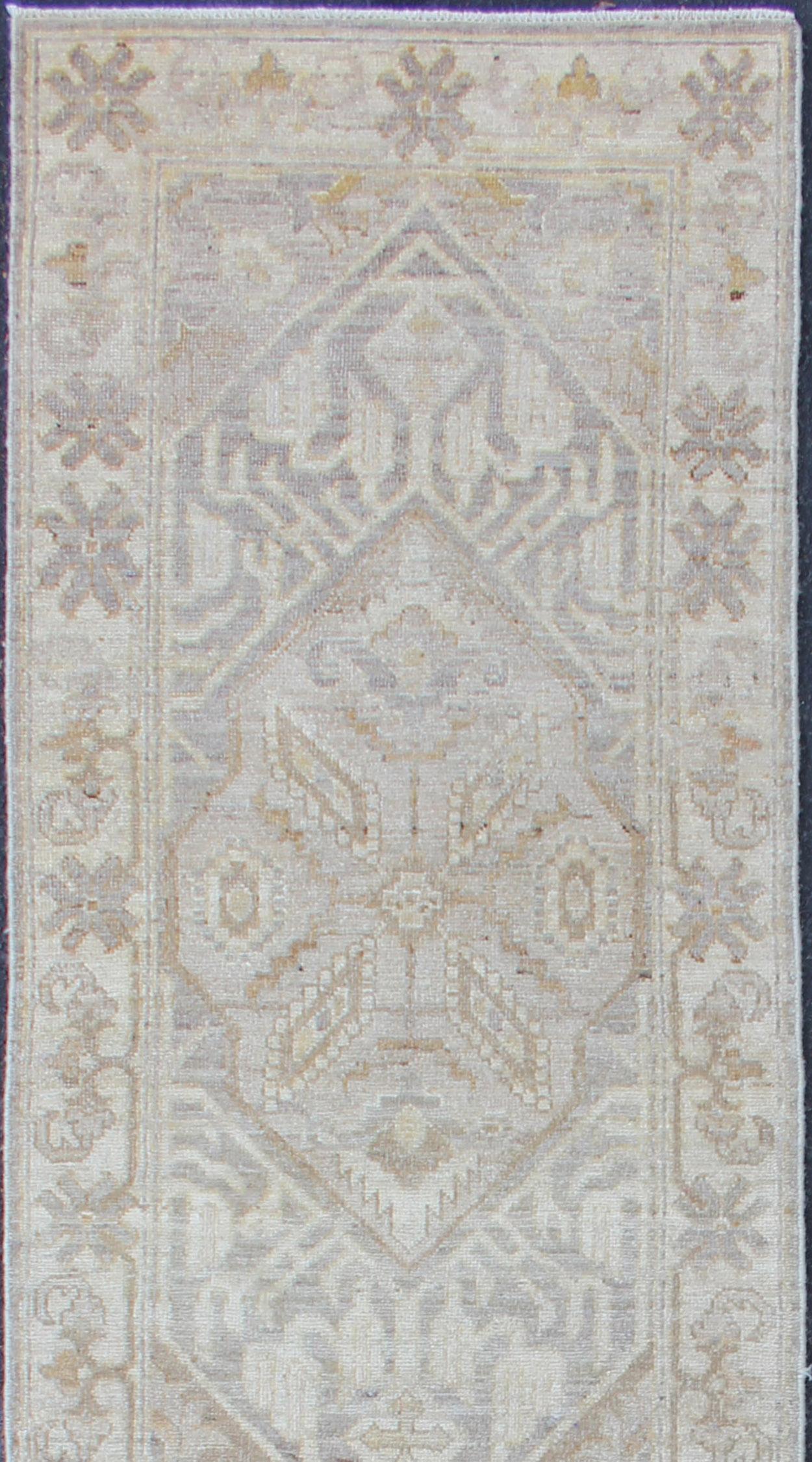 Hand-Knotted Keivan Woven Arts Khotan Runner with All-Over Geometric Medallion Pattern For Sale