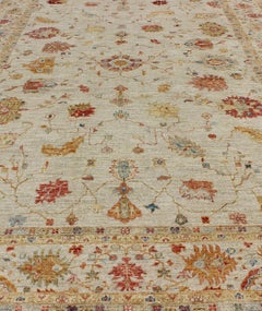Keivan Woven Arts Large Angora Oushak Rug in Colorful Palette  11' 11 x 17' 8
