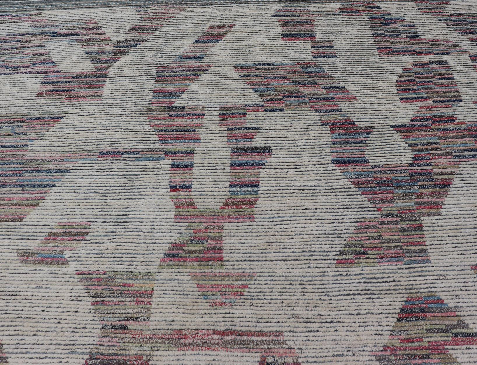 Wool Keivan Woven Arts Large modern distressed rug For Sale