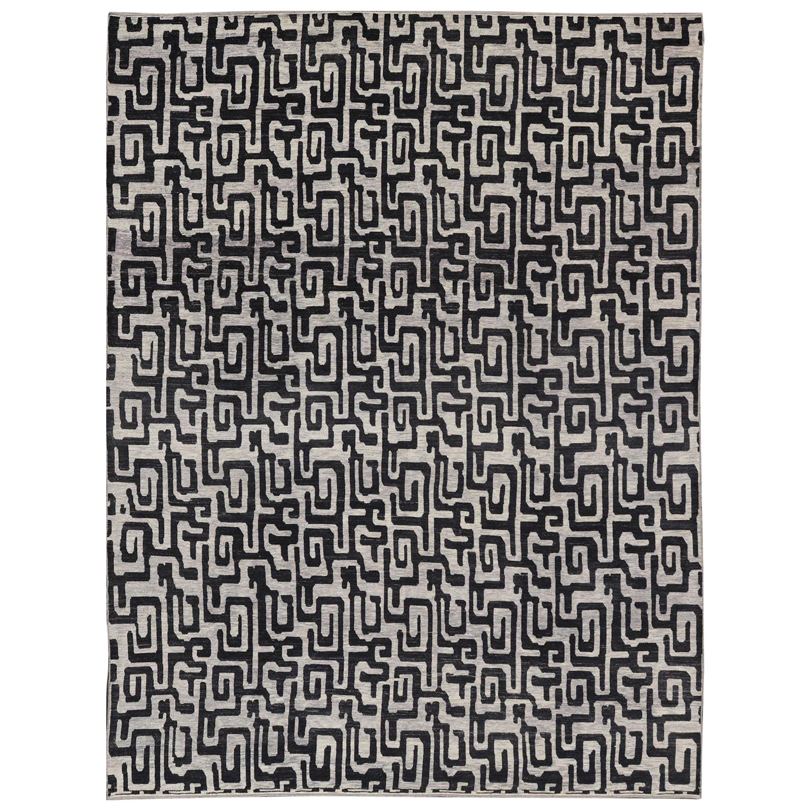 Keivan Woven Arts Grande tappeto moderno con motivo a diamante in bianco e nero