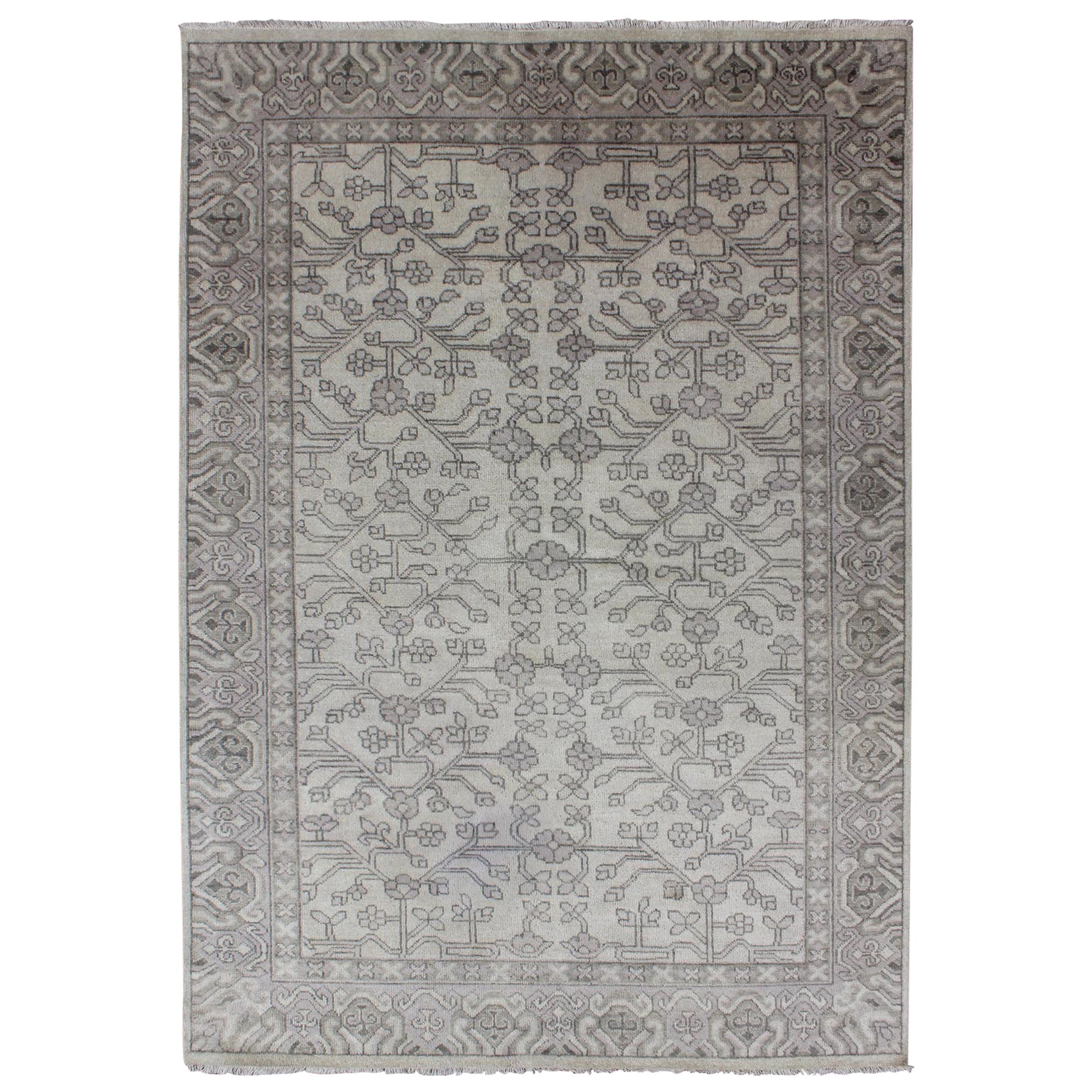 Keivan Woven Arts Tappeto moderno in lana Khotan annodato a mano