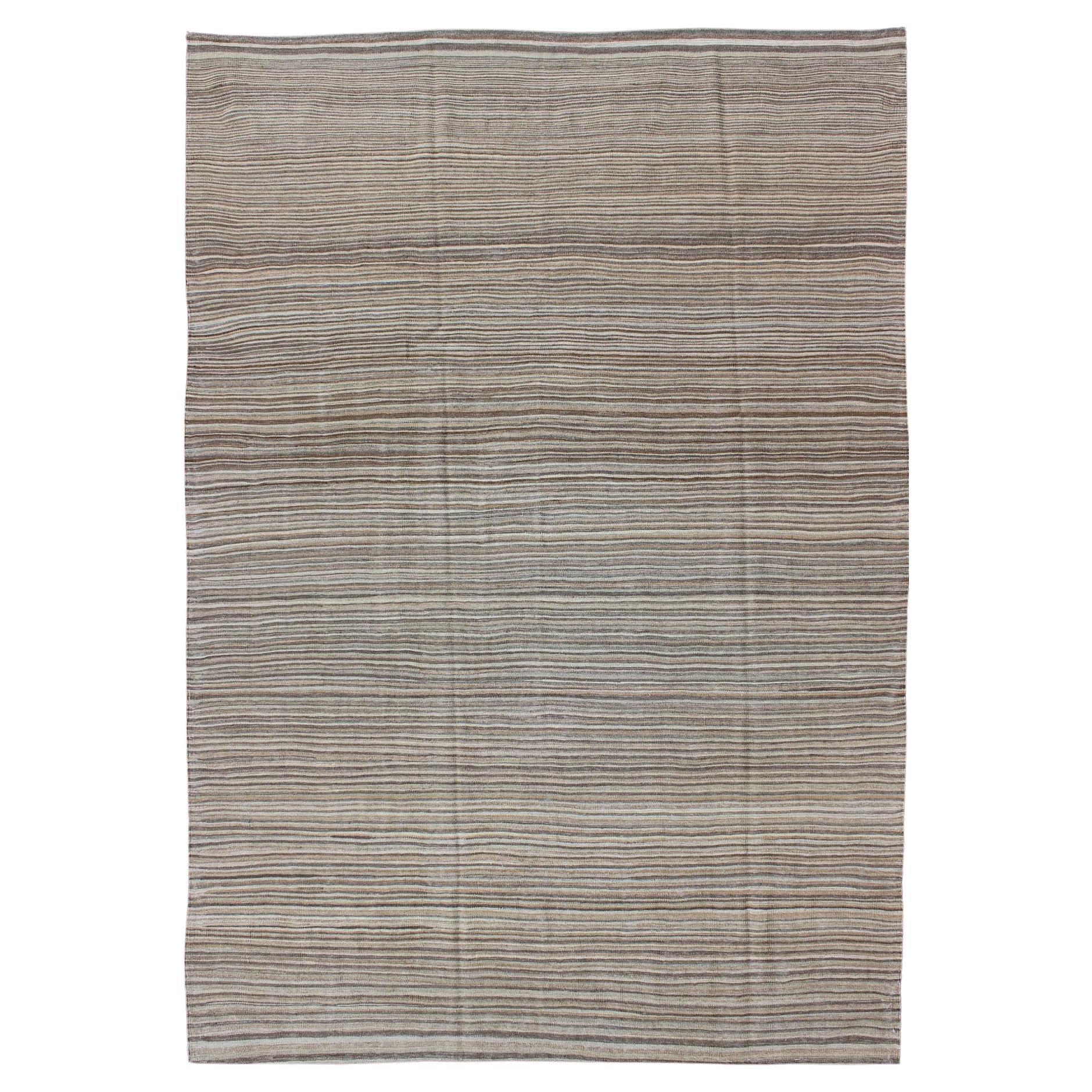 Keivan Woven Arts Kilim moderne avec un design solide dans les tons gris 6
3 x 9
7