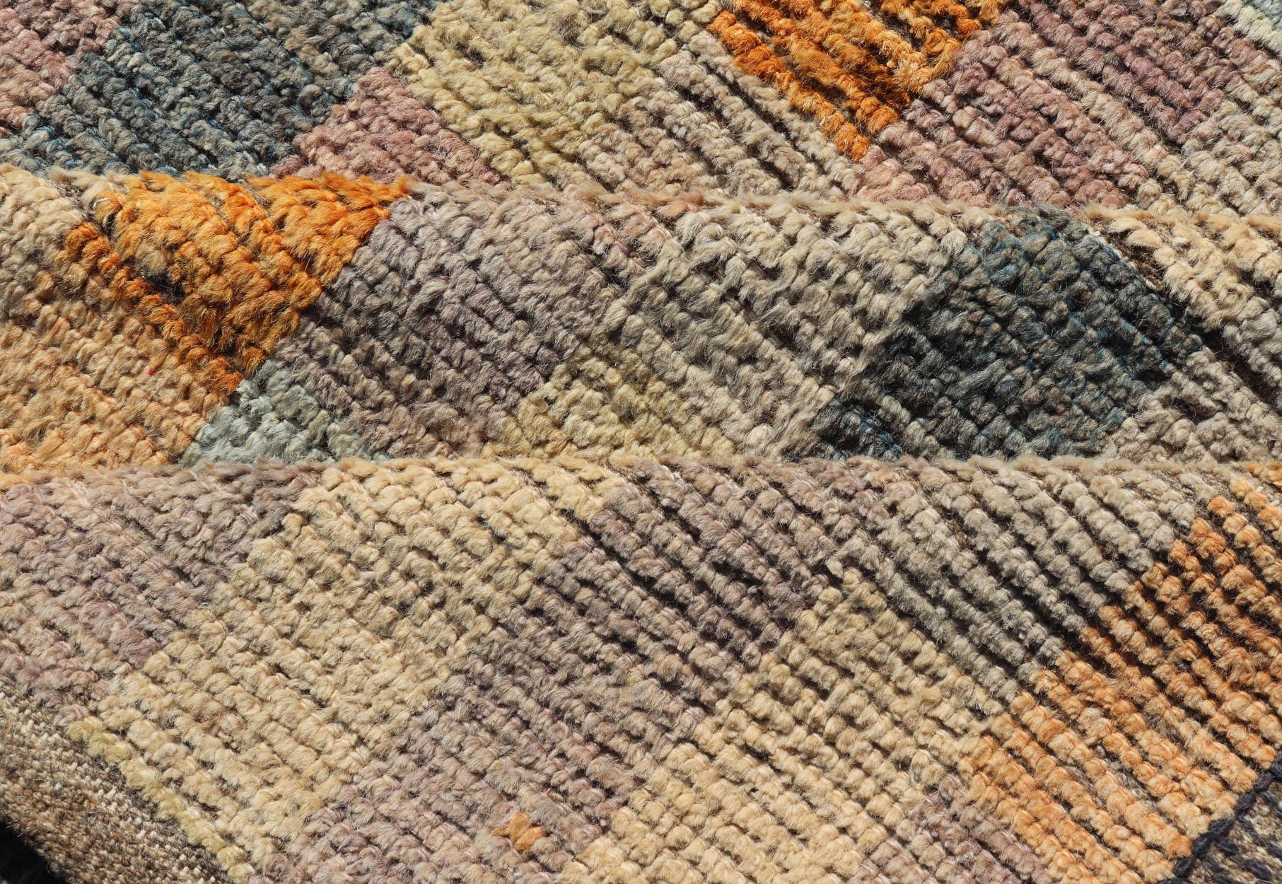 Keivan Woven arts modern rug in abstract design and colorful field For Sale 2