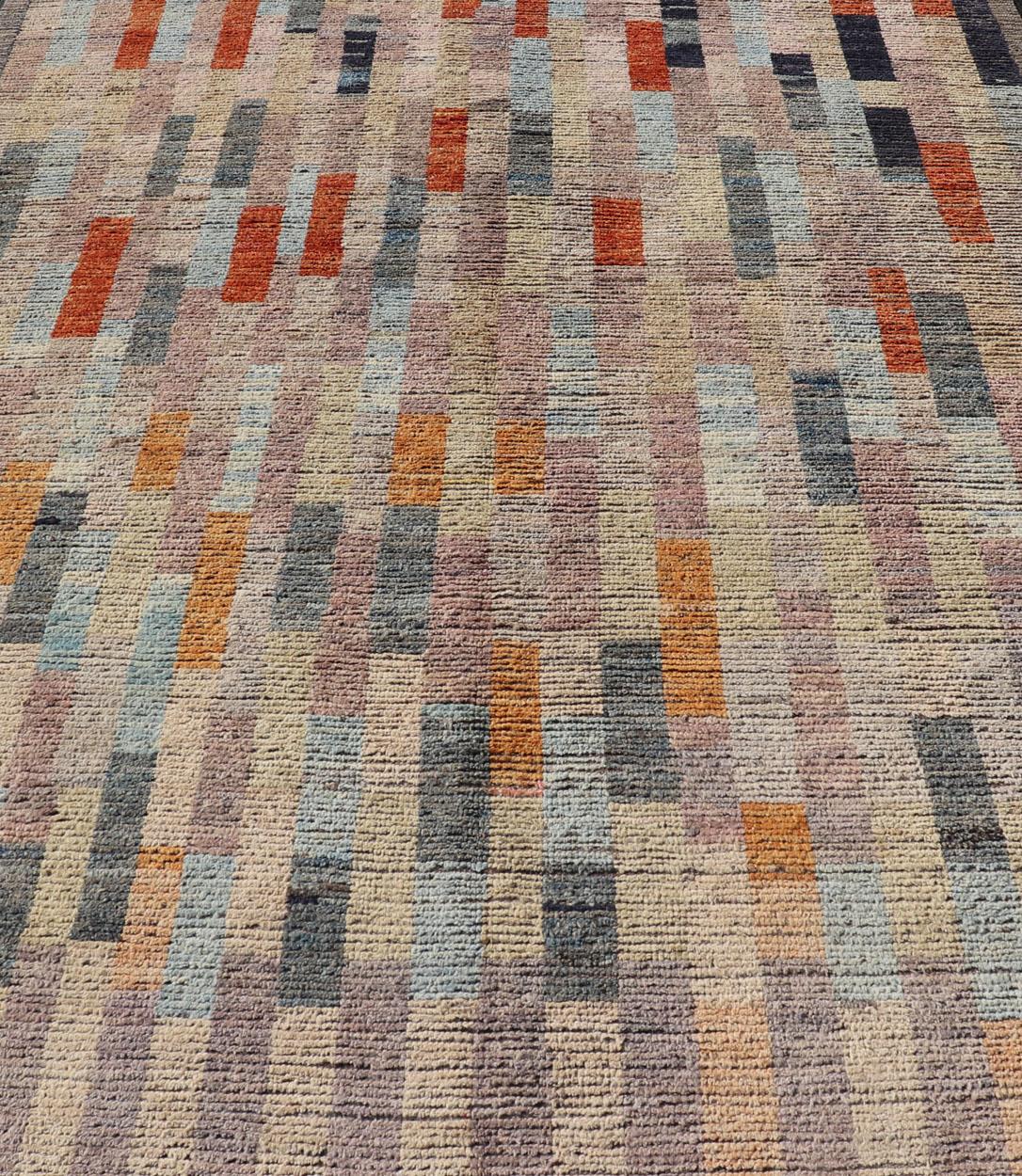 Keivan Woven arts modern rug in abstract design and colorful field For Sale 3