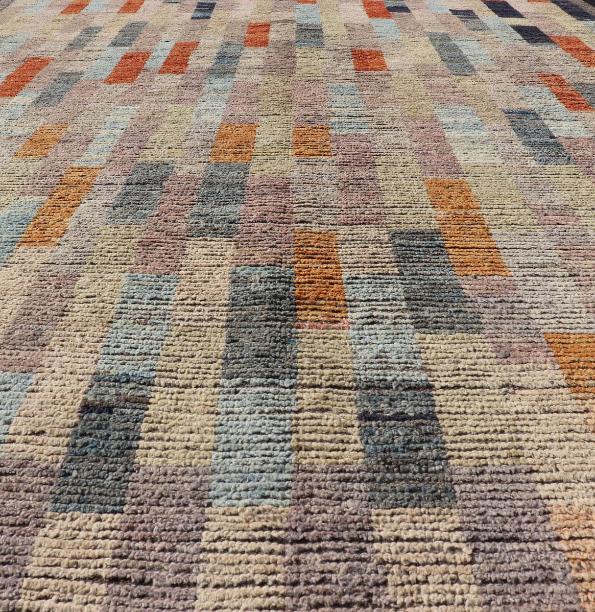 Keivan Woven arts modern rug in abstract design and colorful field For Sale 4