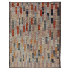 Keivan Woven Arts moderner Teppich in abstraktem Design und farbigem Feld
