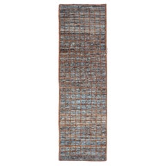 Keivan Woven Arts Modernity runner in distressed Moroccan Squared design with Blue