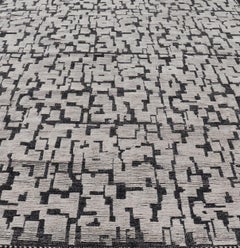 Keivan Woven Arts Large Moroccan Contemporary Rug in White and Black 9'10 X 15'2