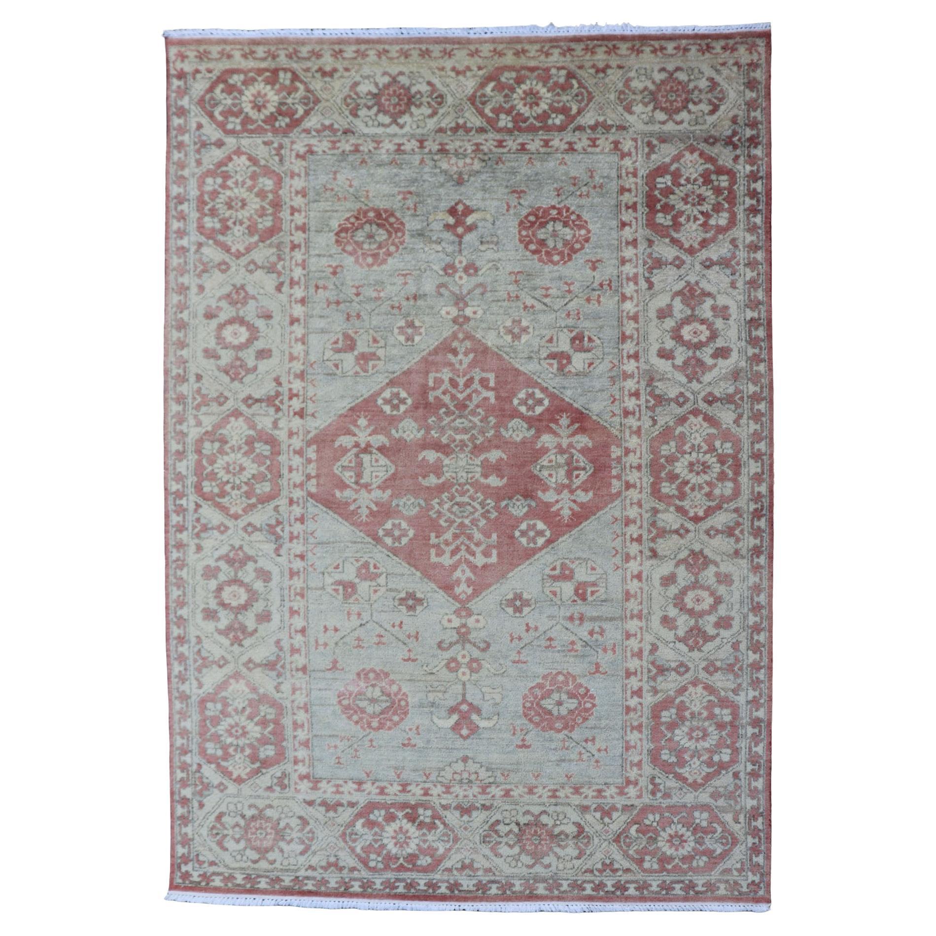 Keivan Woven Arts Oushak Rug in Light Blue and Coral   5'10 x 8'10 For Sale