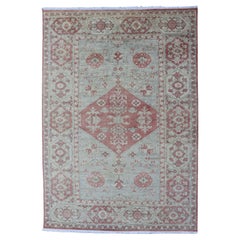 Keivan Woven Arts Rug Oushak en bleu clair et corail   5'10 x 8'10