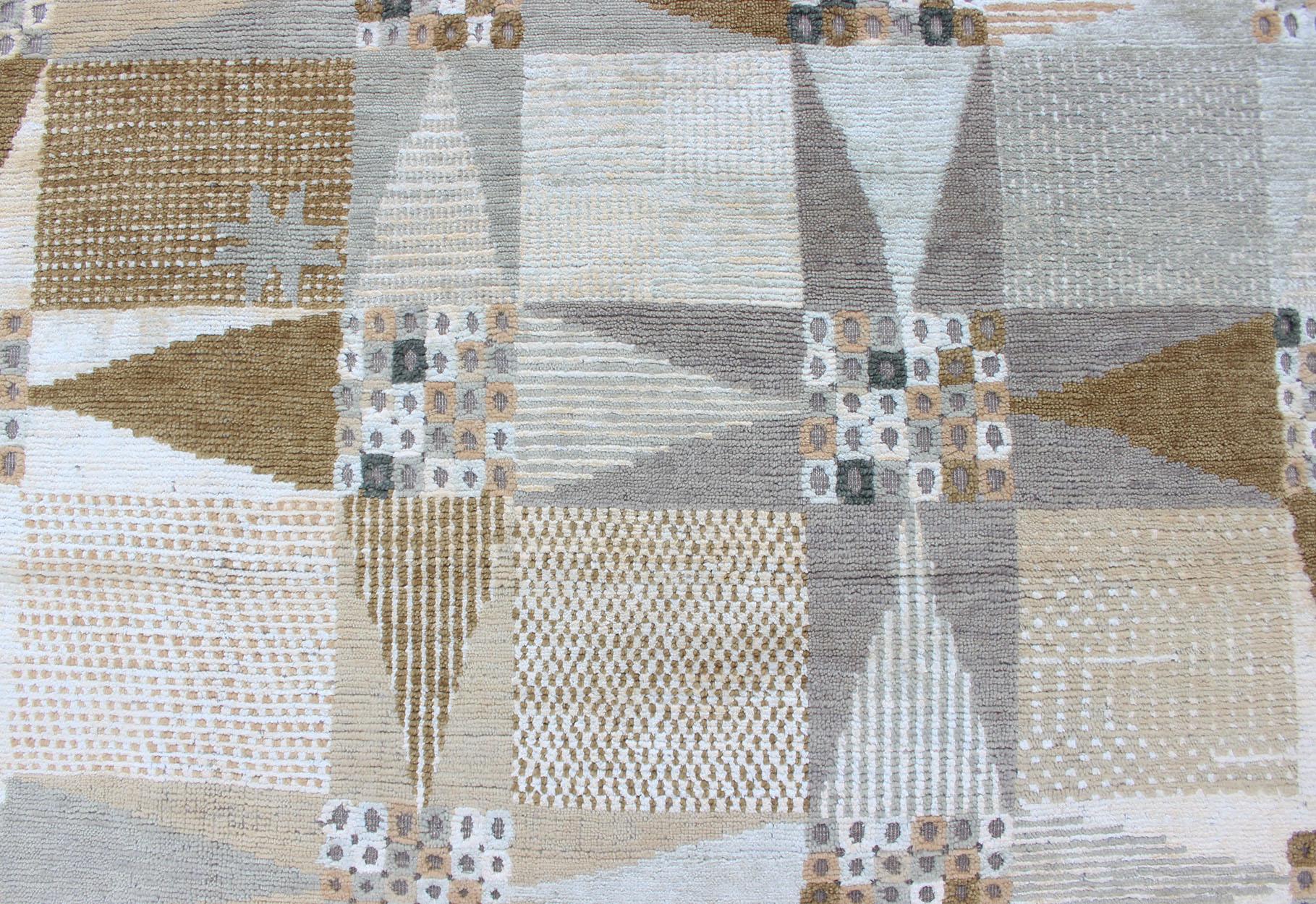 Keivan Woven Arts Piled Modern Scandinavian/Swedish Design Rug In Neutral Tones. Keivan Woven Arts / rug RJK-29646, country of origin / type: India / Scandinavian piled rug. 
Measures: 9'0 x 12'0 
This Scandinavian Pile rug is inspired by the work