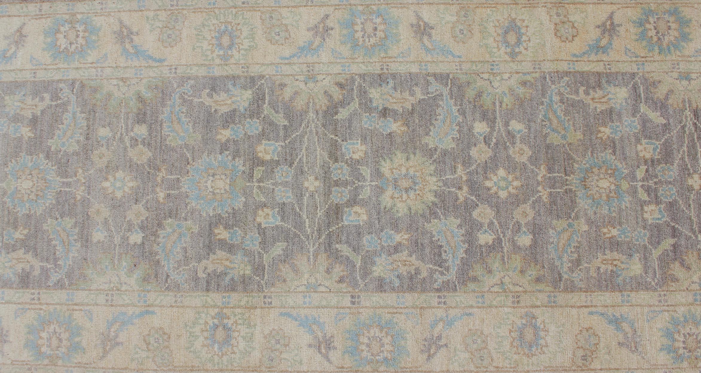 Afghan Keivan Woven Arts Runner with All-over Tabriz Design with Geometric Motifs For Sale