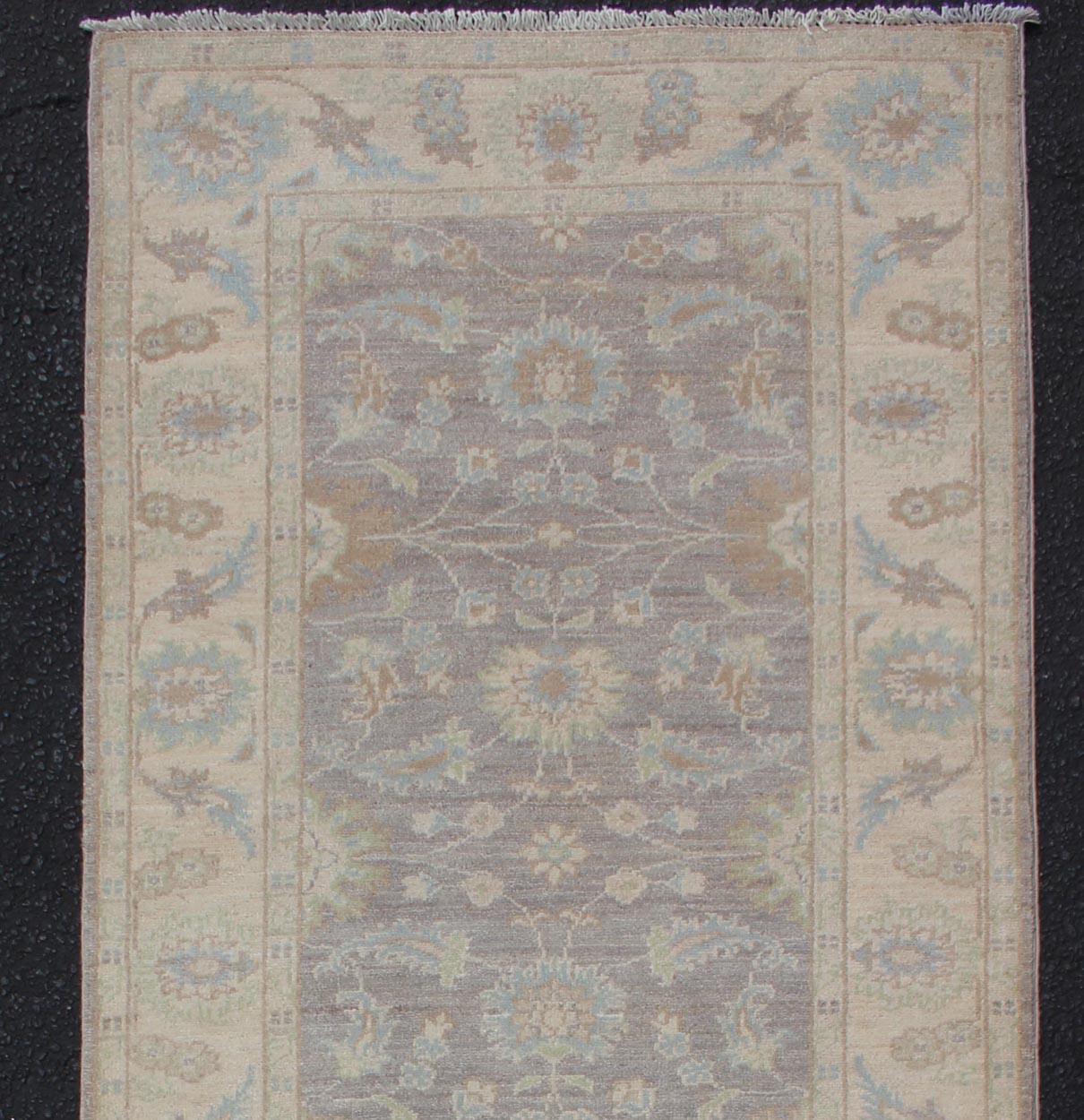 Keivan Woven Arts Runner with All-over Tabriz Design with Geometric Motifs In Excellent Condition For Sale In Atlanta, GA