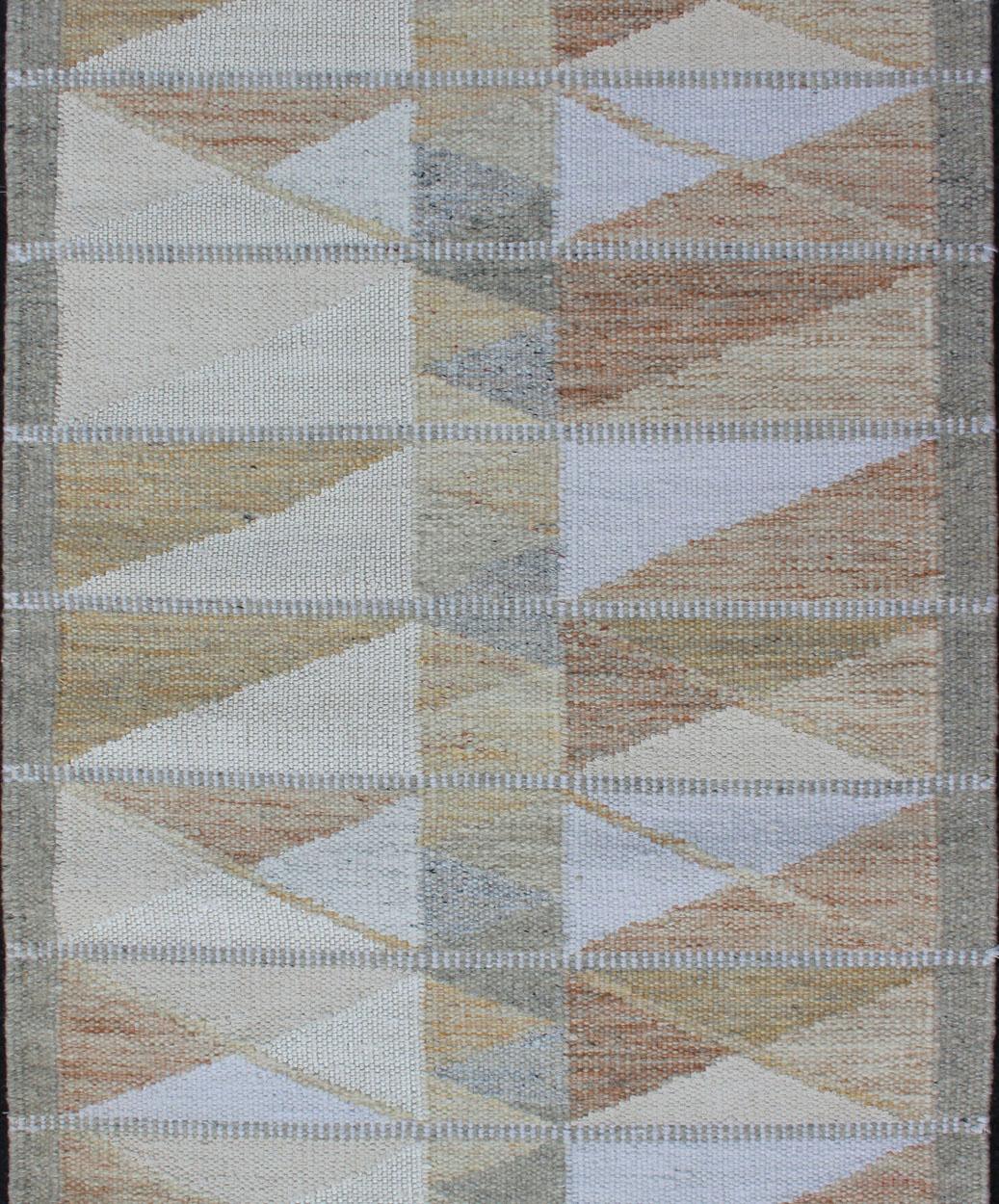 Keivan Woven Arts Skandinavischer Flachgewebe-Design-Teppich in Erdtönen 3'1 x 5'3 (Skandinavische Moderne) im Angebot
