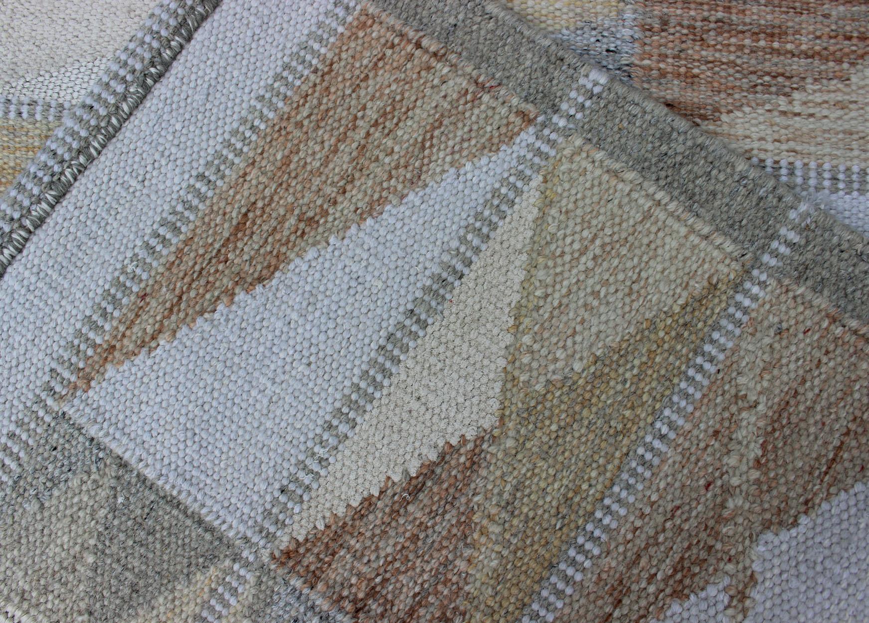 Keivan Woven Arts Skandinavischer Flachgewebe-Design-Teppich in Erdtönen 3'1 x 5'3 (Indisch) im Angebot