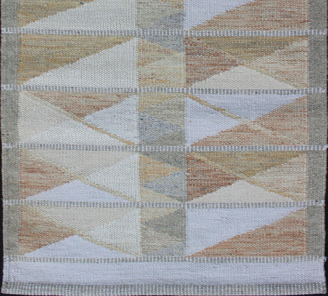 Keivan Woven Arts Skandinavischer Flachgewebe-Design-Teppich in Erdtönen 3'1 x 5'3 (Handgewebt) im Angebot