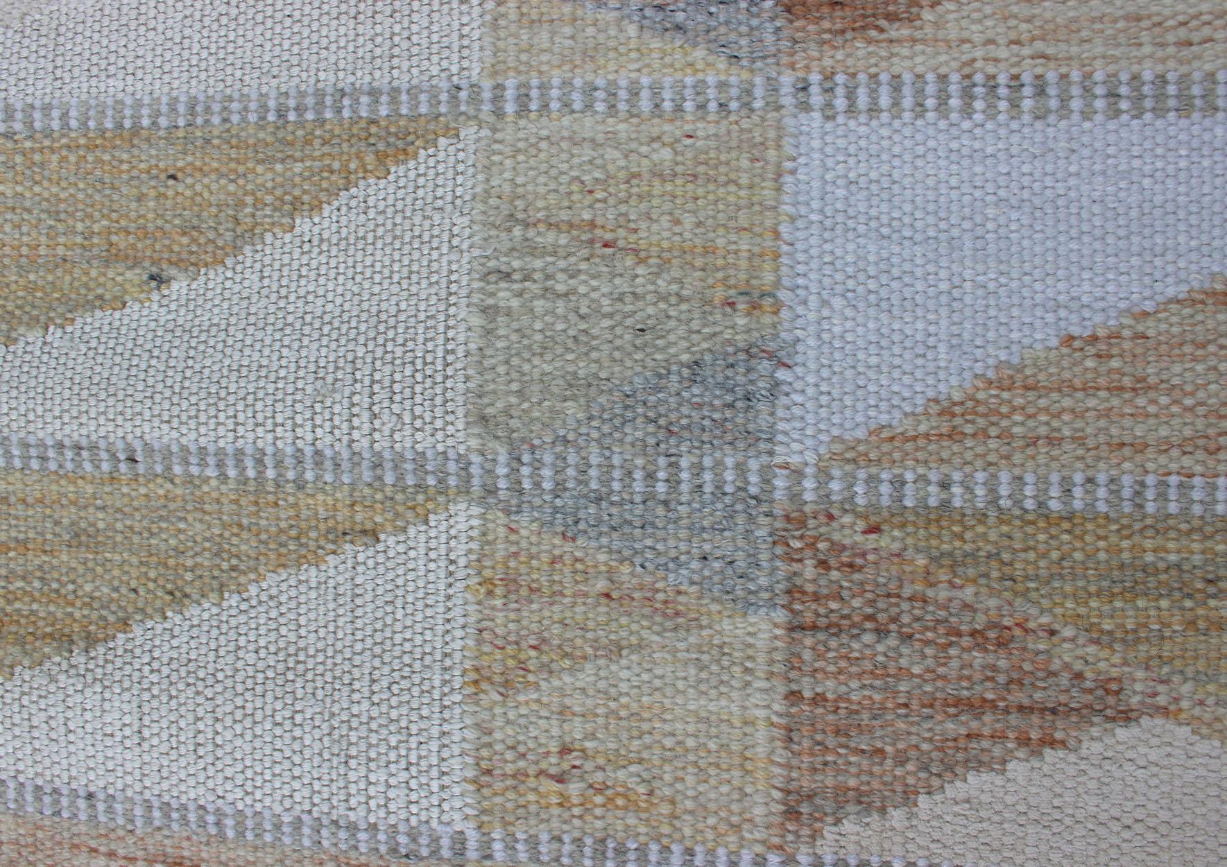 Keivan Woven Arts Skandinavischer Flachgewebe-Design-Teppich in Erdtönen 3'1 x 5'3 (Wolle) im Angebot