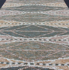 Keivan Woven Arts Scandinavian Flat-Weave Rug With Brown and Green 3'2 x 4'11