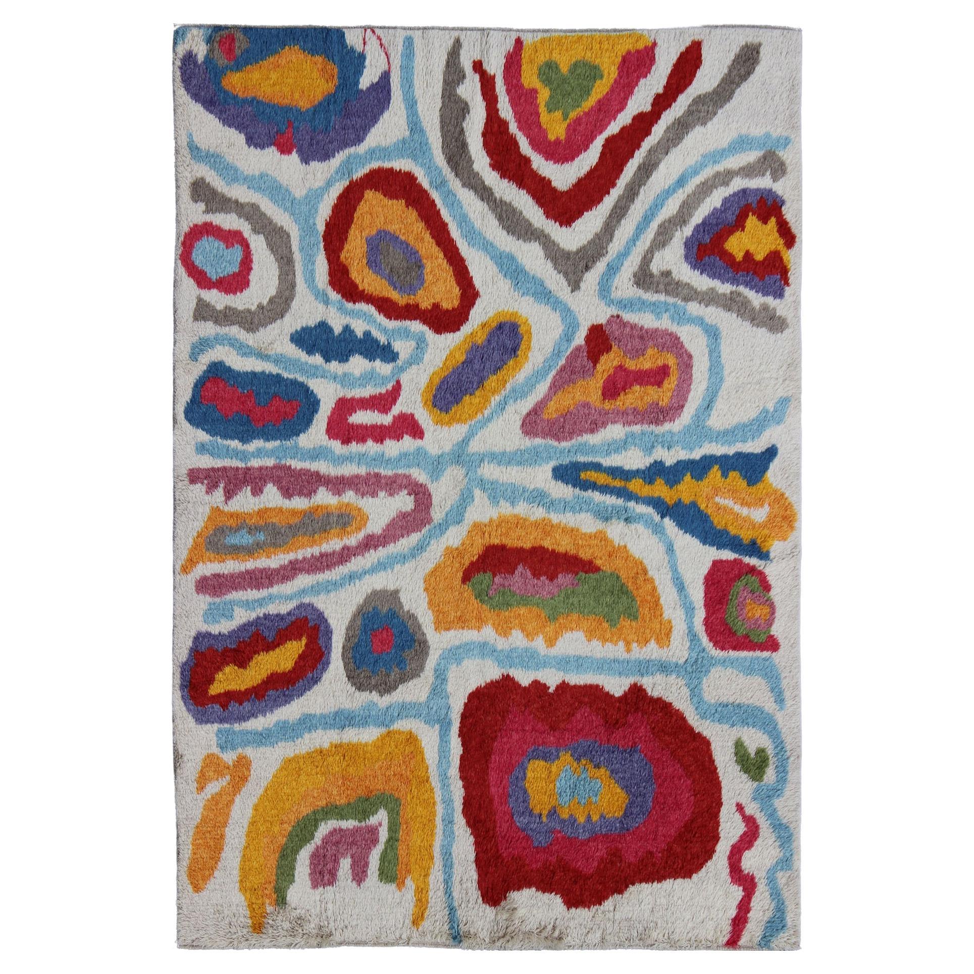 Keivan Woven Arts, Turkish Tulu Rug with Bright Color Palette