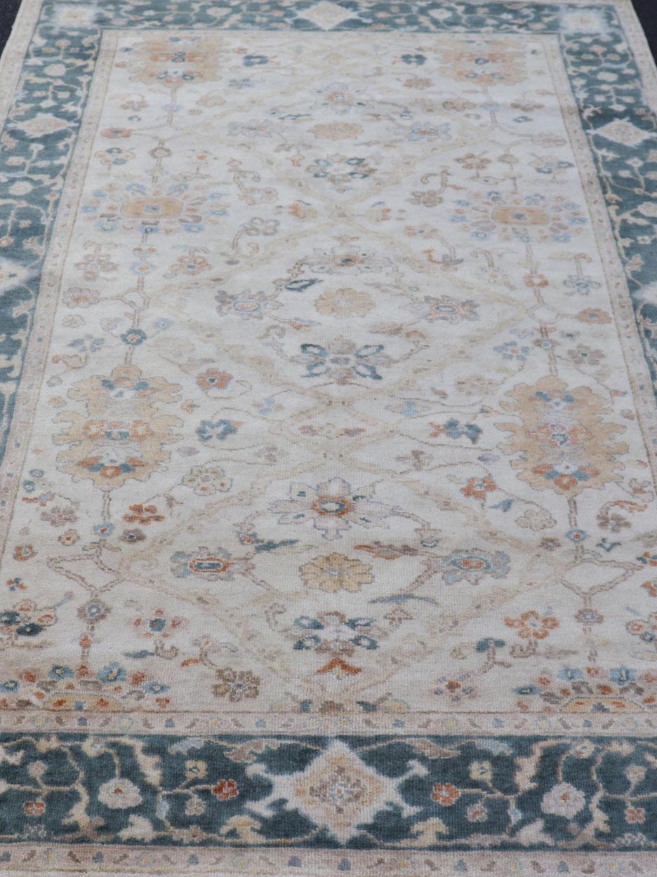 Keivan Woven Arts Wool Hand-Knotted Oushak Rug    5' 7x 8' 8 For Sale 9