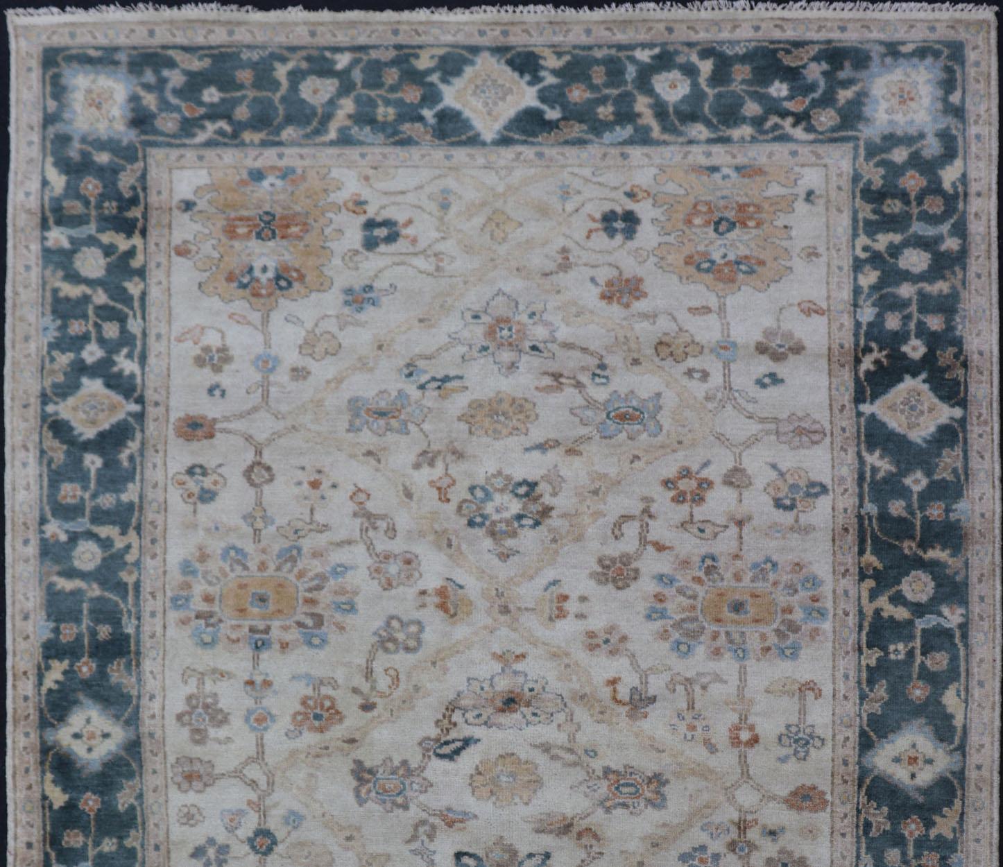 Keivan Woven Arts Wool Hand-Knotted Oushak Rug    5' 7x 8' 8 For Sale 4