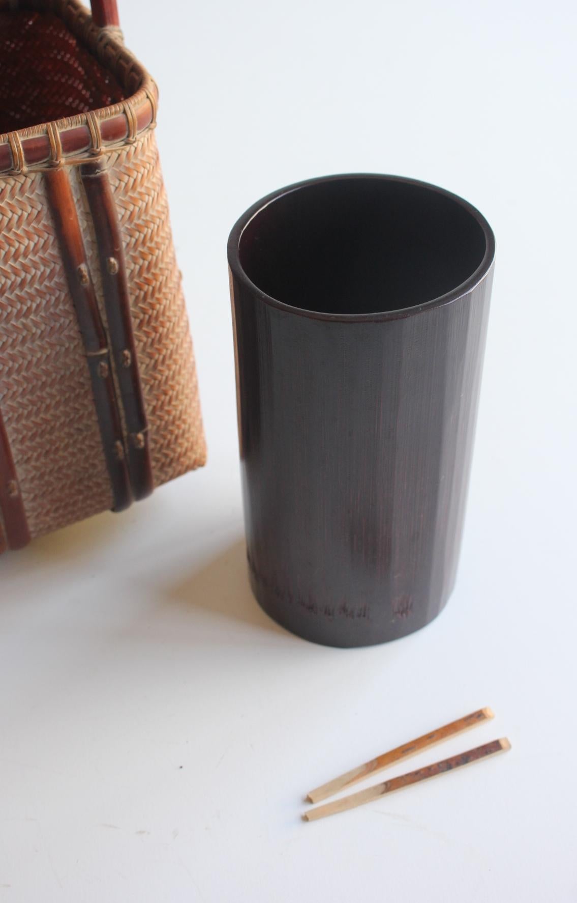 Japanese Antiques Keizo Yagisawa (Sokan) A Flower Basket Bamboo Craft with Box For Sale 8