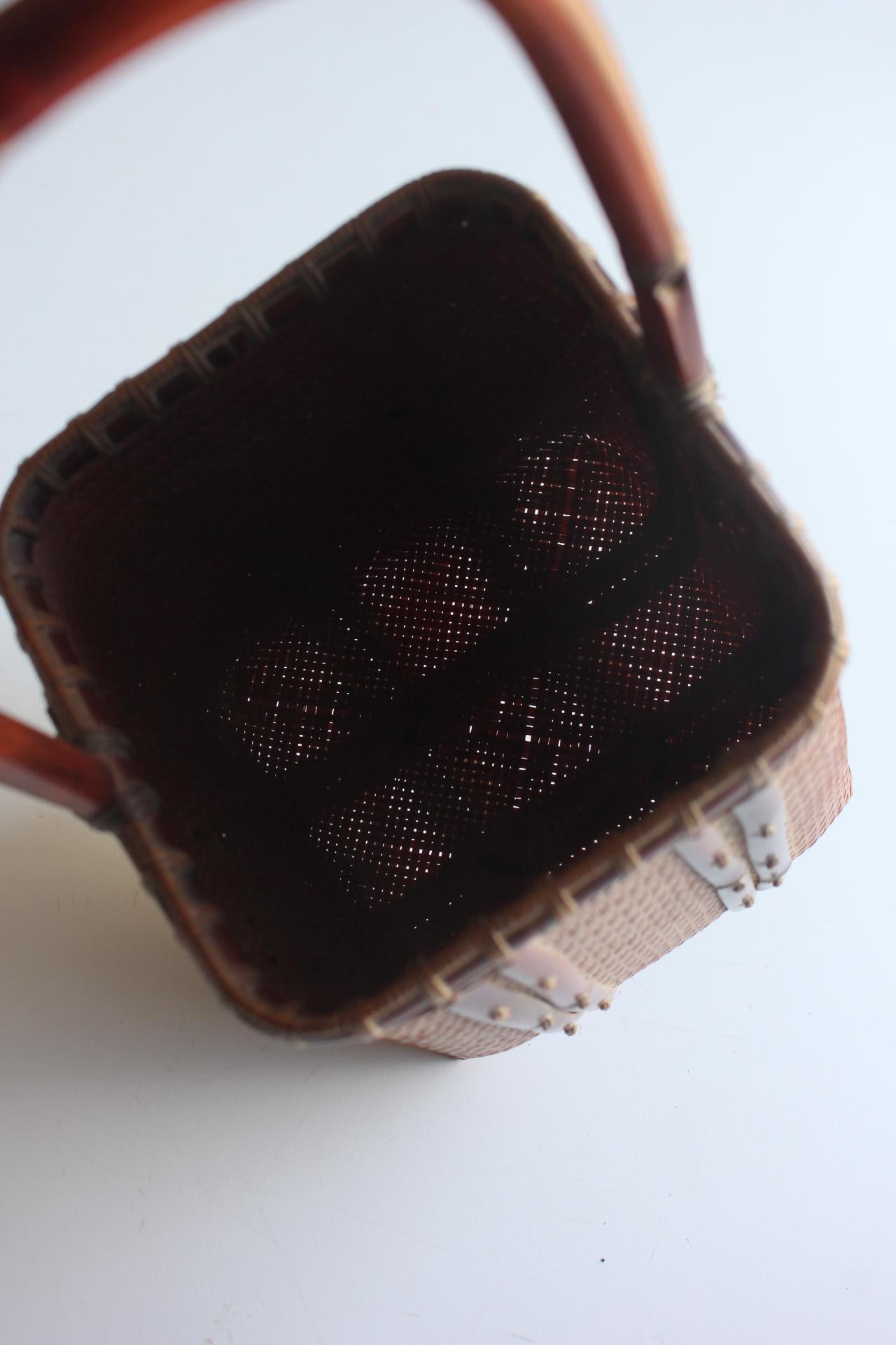 Japanese Antiques Keizo Yagisawa (Sokan) A Flower Basket Bamboo Craft with Box For Sale 9