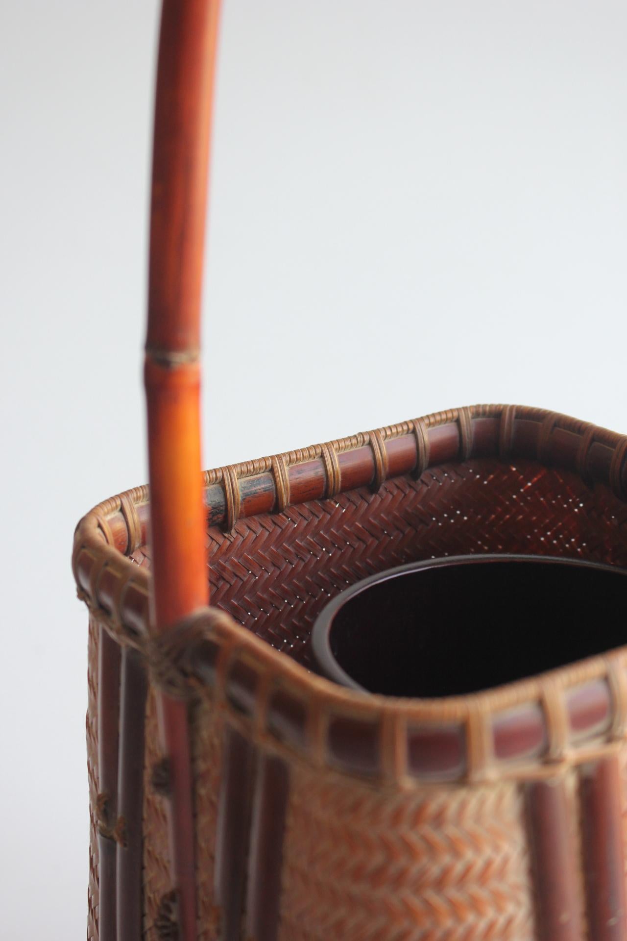 Japanese Antiques Keizo Yagisawa (Sokan) A Flower Basket Bamboo Craft with Box For Sale 2