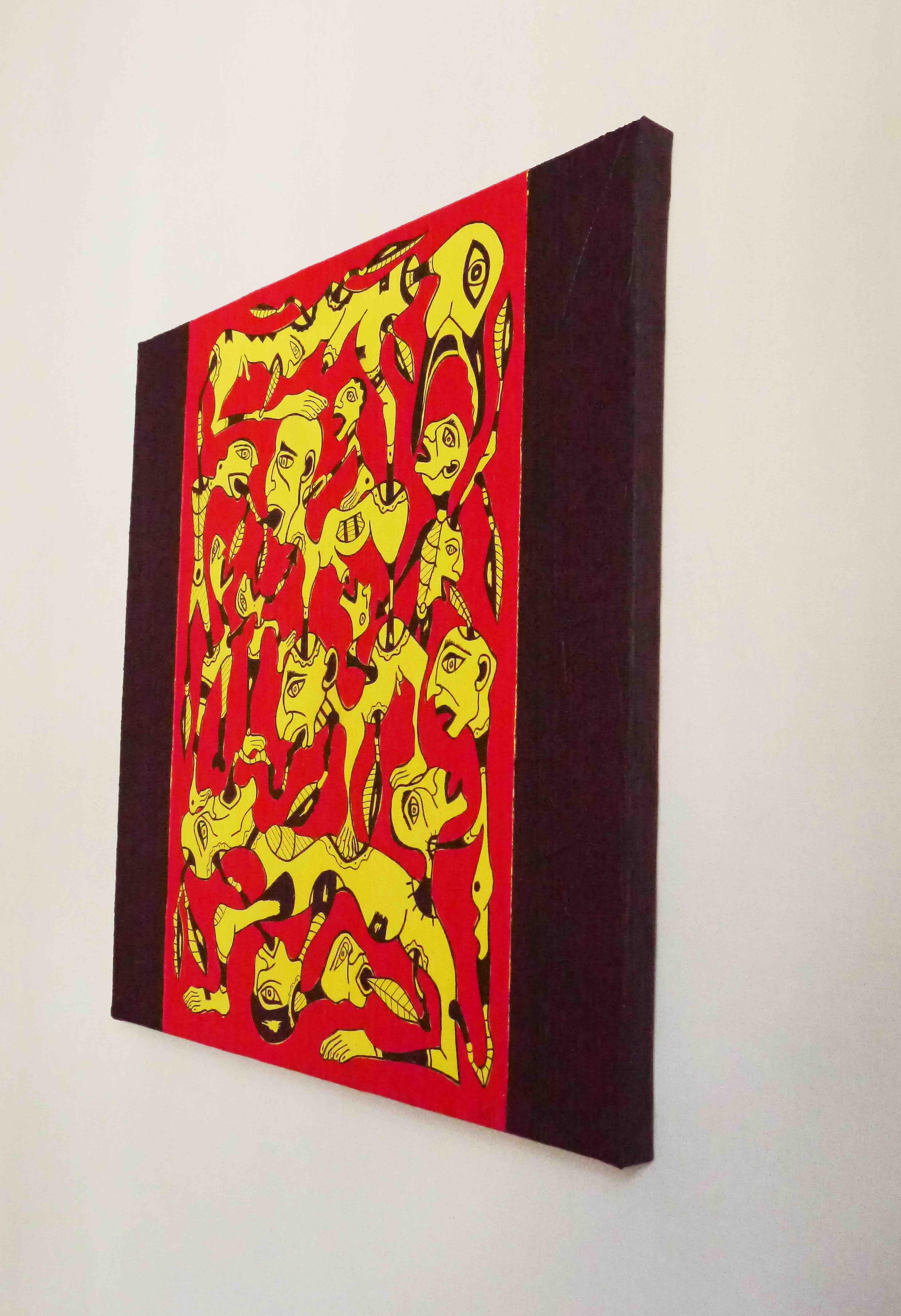 Arte contemporáneo francés de KEJ - Antropofagias III - Painting de Kej