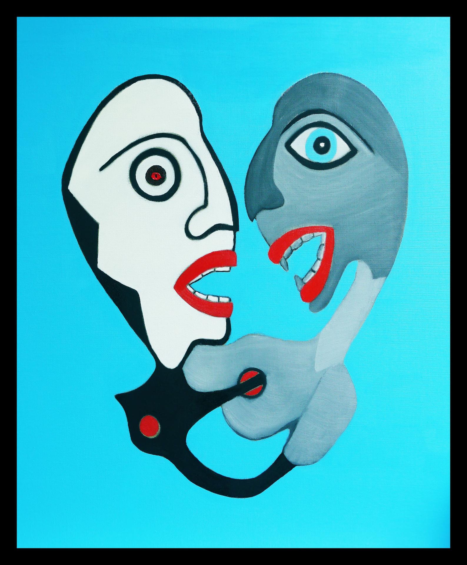 Figurative Painting de Kej - Arte contemporáneo francés de KEJ - Le Combat Amoureux