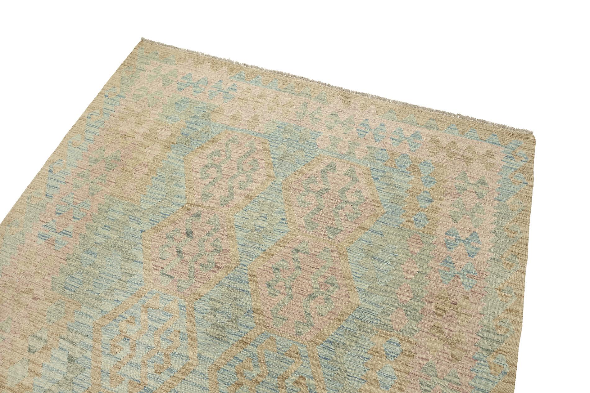 Kelim Afghan (184 × 266 cm, blue, new) In New Condition For Sale In North Bergen, NJ