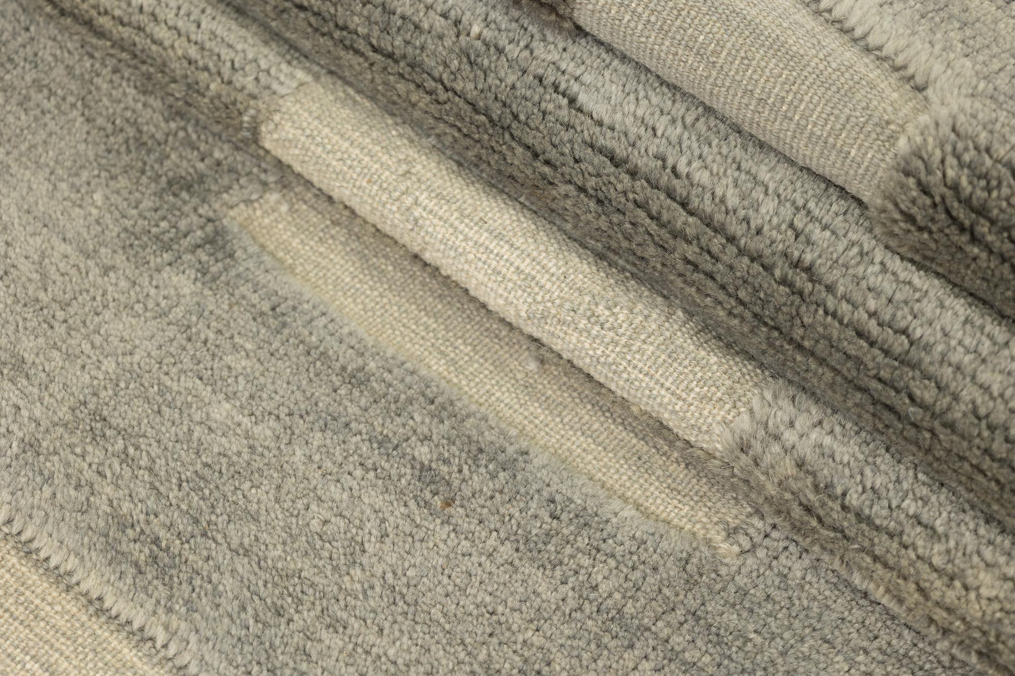 Kelim Gabbeh Teppich, handgewebt, 9,2 × 3,4 Fuß - Grau und Elfenbein im Angebot 1