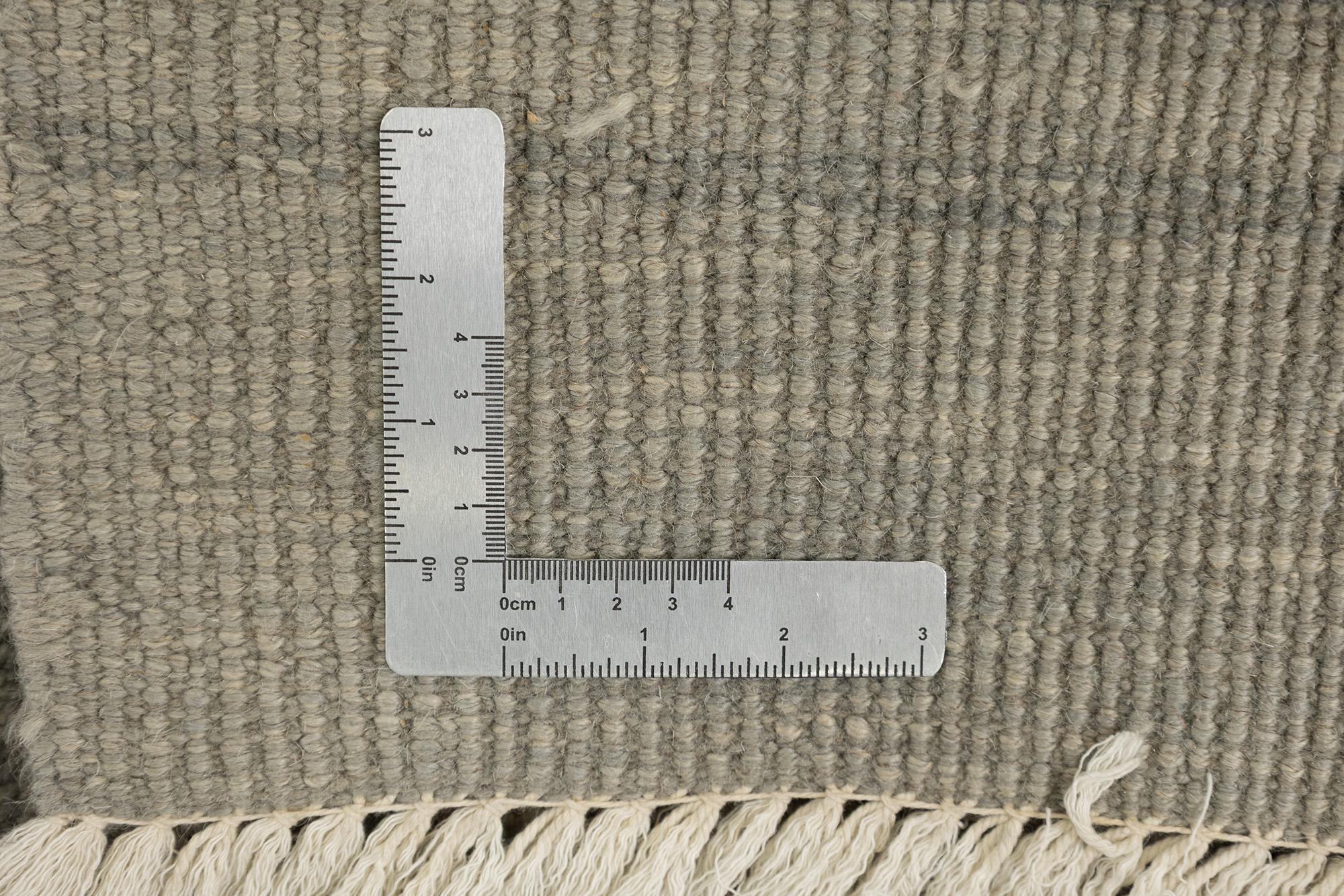 Kelim Gabbeh Teppich, handgewebt, 9,2 × 3,4 Fuß - Grau und Elfenbein im Angebot 2