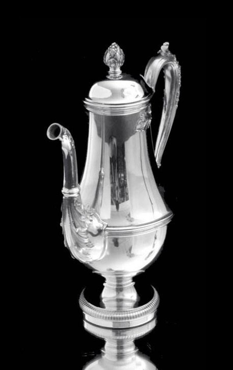 Keller - 8pc. Service à thé Louis XVI du 19ème siècle en argent sterling 950, qualité musée en vente 6