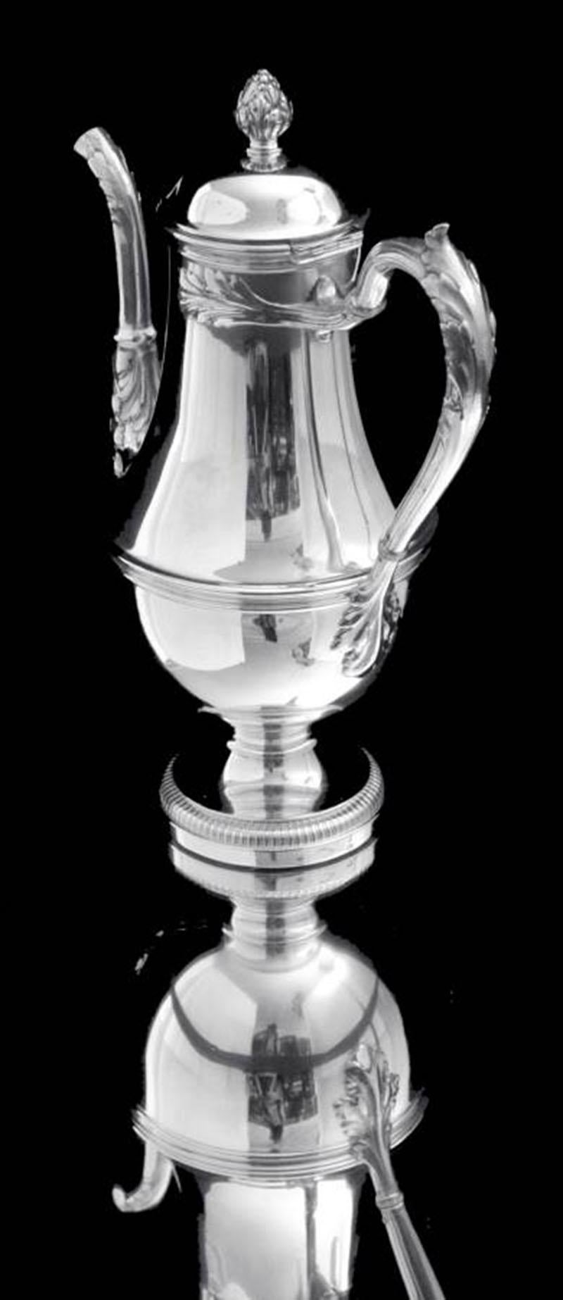 Keller - 8pc. Louis XVI 19th Century 950 Sterling Silver Tea Set, Museum Quality For Sale 8