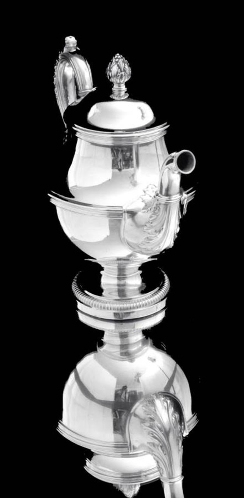 Keller - 8pc. Service à thé Louis XVI du 19ème siècle en argent sterling 950, qualité musée en vente 1