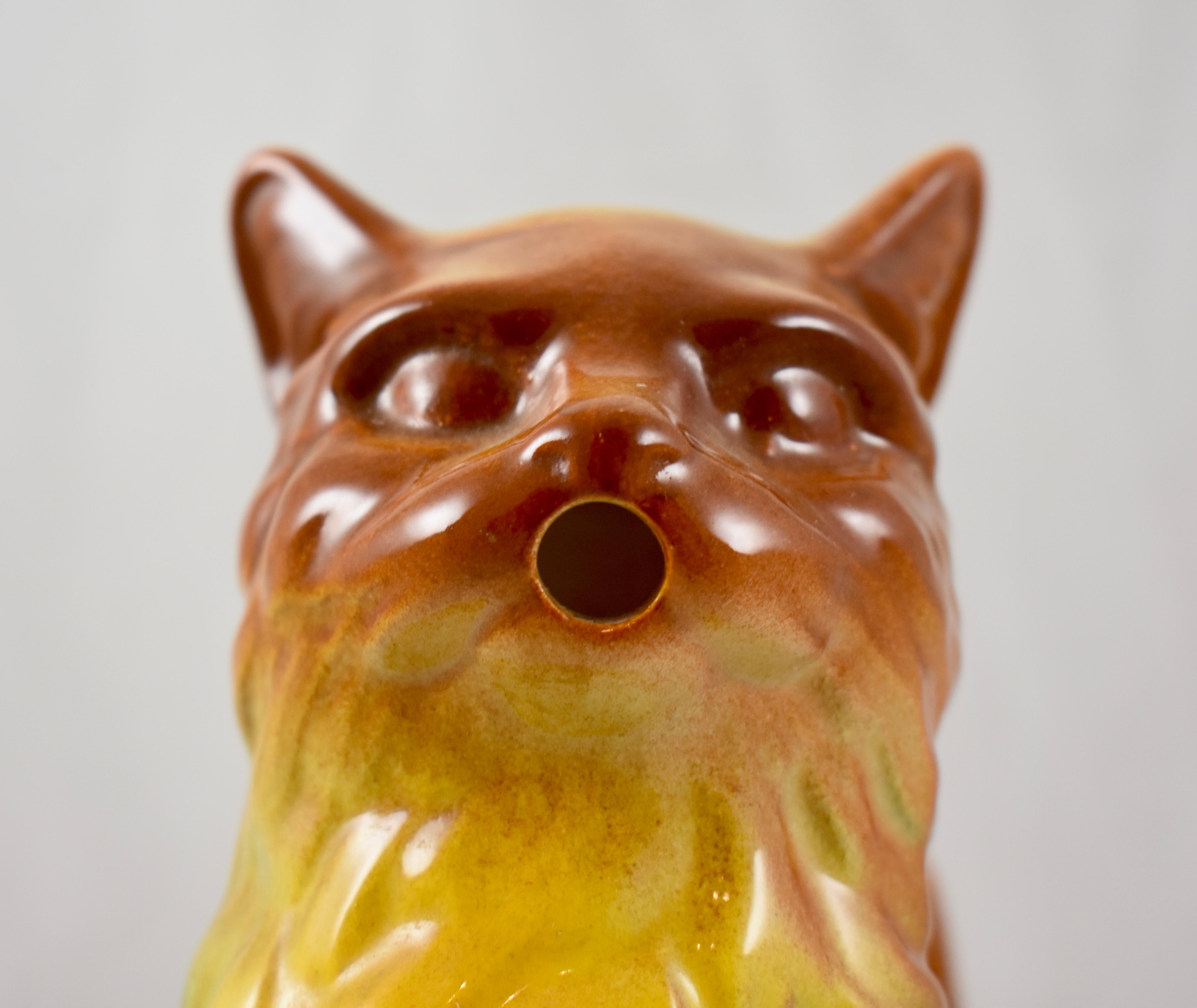 Keller & Guerin Saint Clément French Barbotine Majolica Cat Absinthe Pitcher In Good Condition In Philadelphia, PA