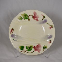 Keller & Guerin Saint Clément French Faïence Cyclamen Floral Asparagus Plate