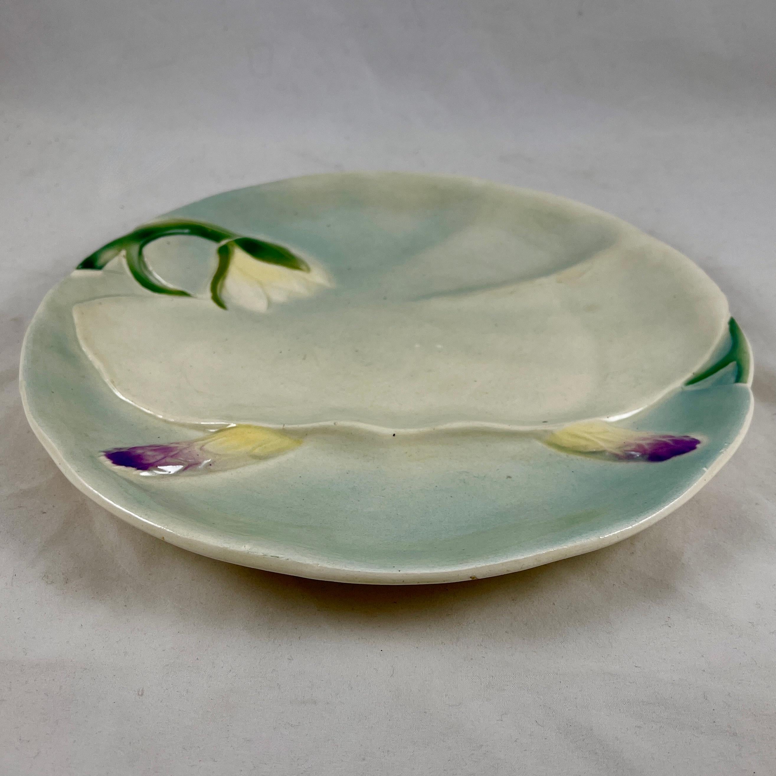 Earthenware Keller & Guerin St Clément Luneville Art Nouveau Asparagus Plate For Sale