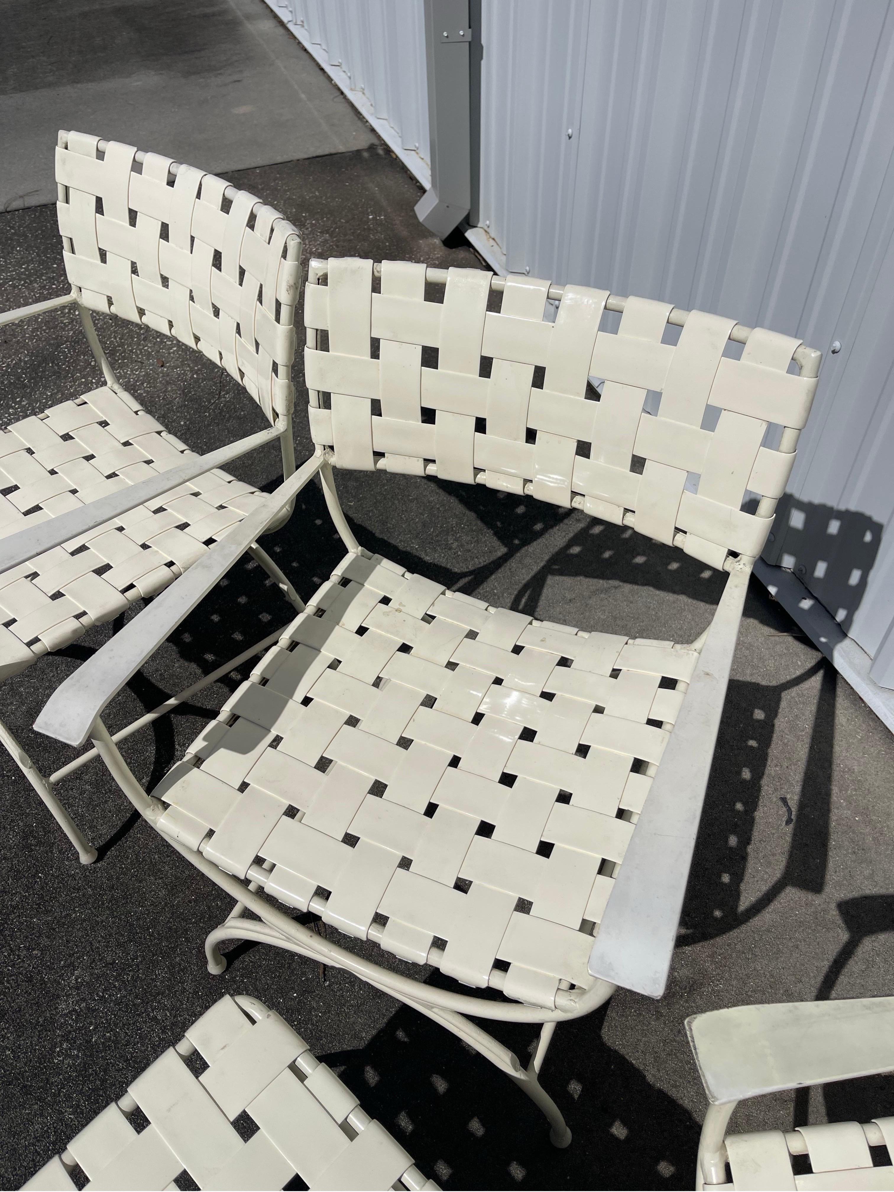 Chaises de patio Keller en aluminium à volutes et base en X Campaigner, ensemble 4 + Ottoman en vente 6