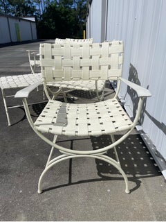 Keller Scroll Aluminum X Base Campaign Director’s Patio Chairs, Set 4 + Ottoman