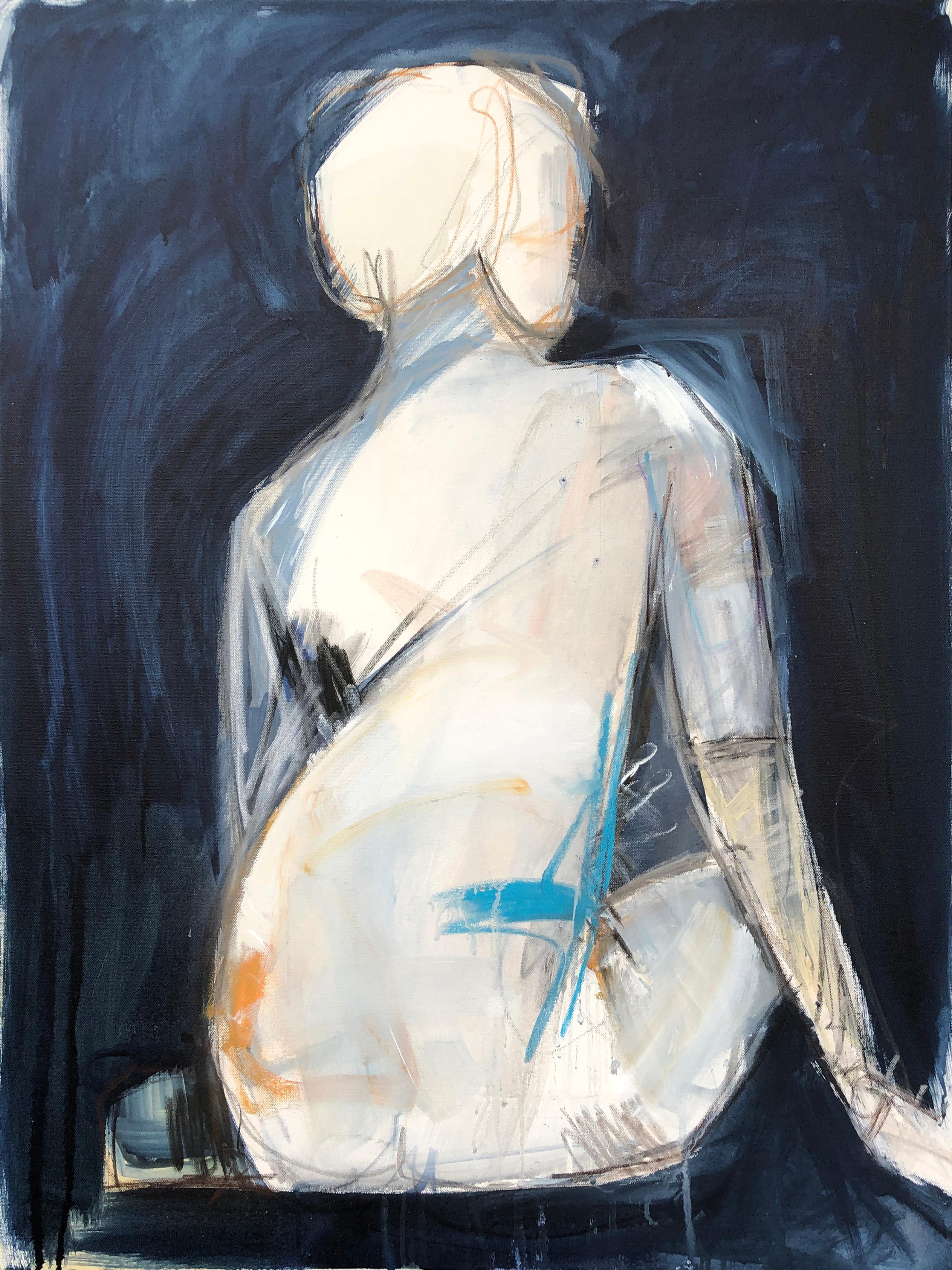 Kelley B. Ogburn Abstract Painting - Before by Kelley Ogburn, Mixed Media Vertical Contemporary Nude Painting