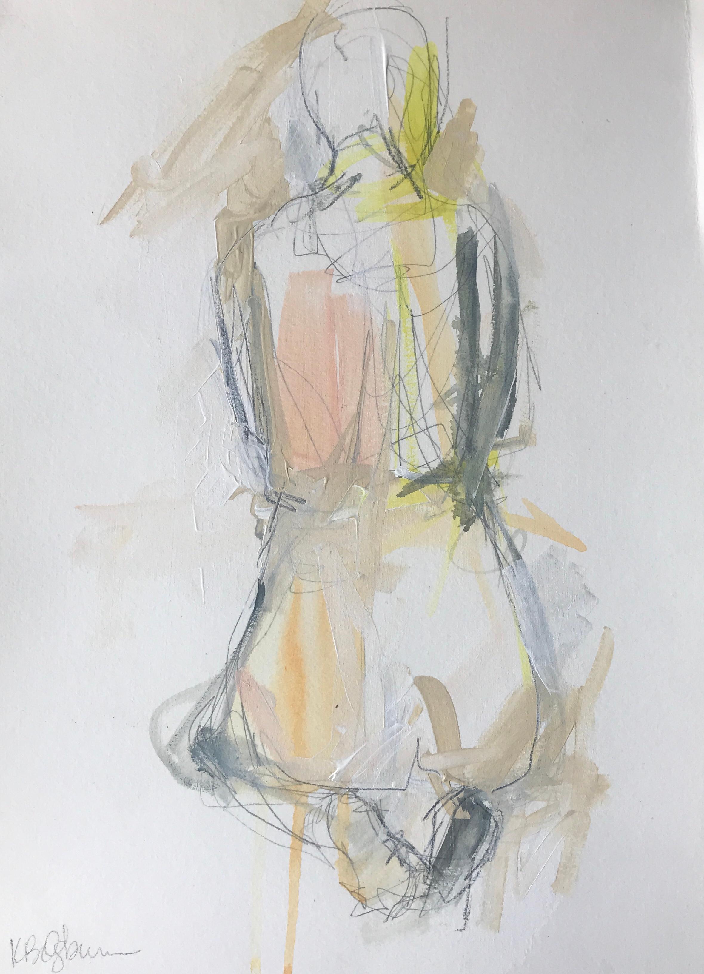 Gratitude, Kelley Ogburn 2018 Petite Vertical Nude Painting on Paper - Art by Kelley B. Ogburn