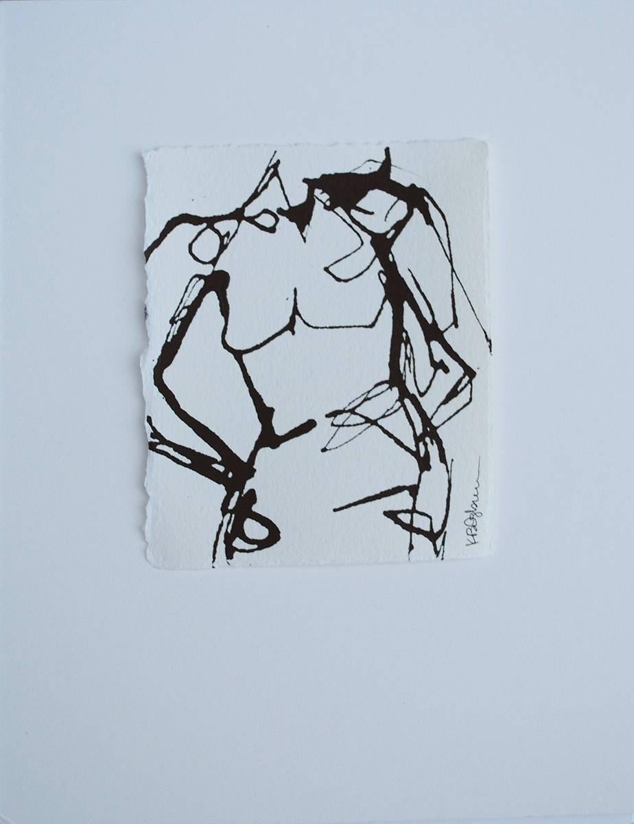 Kelley B. Ogburn Figurative Painting - Ink #7, Petite Ink on Paper Nude