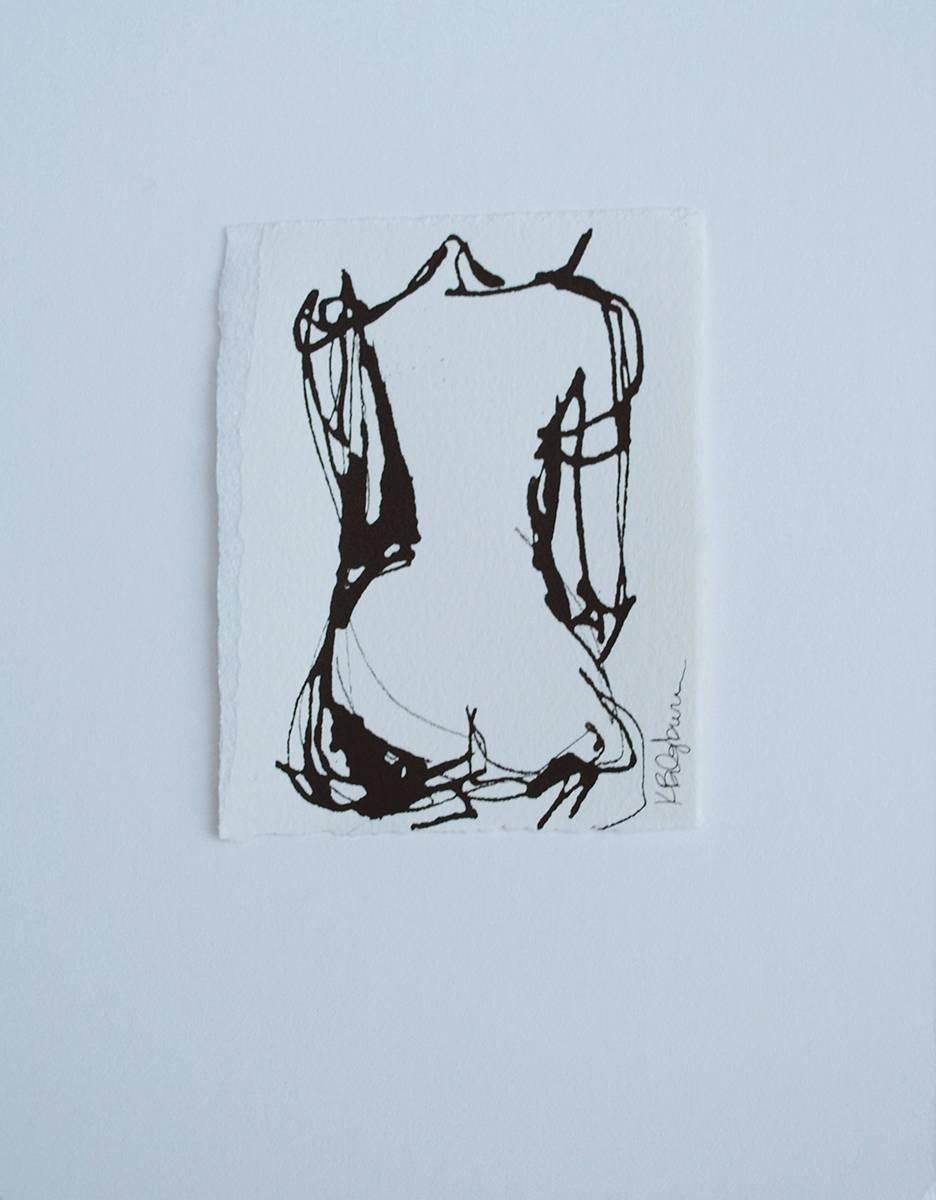 Kelley B. Ogburn Figurative Painting - Ink #8, Petite Ink on Paper Nude