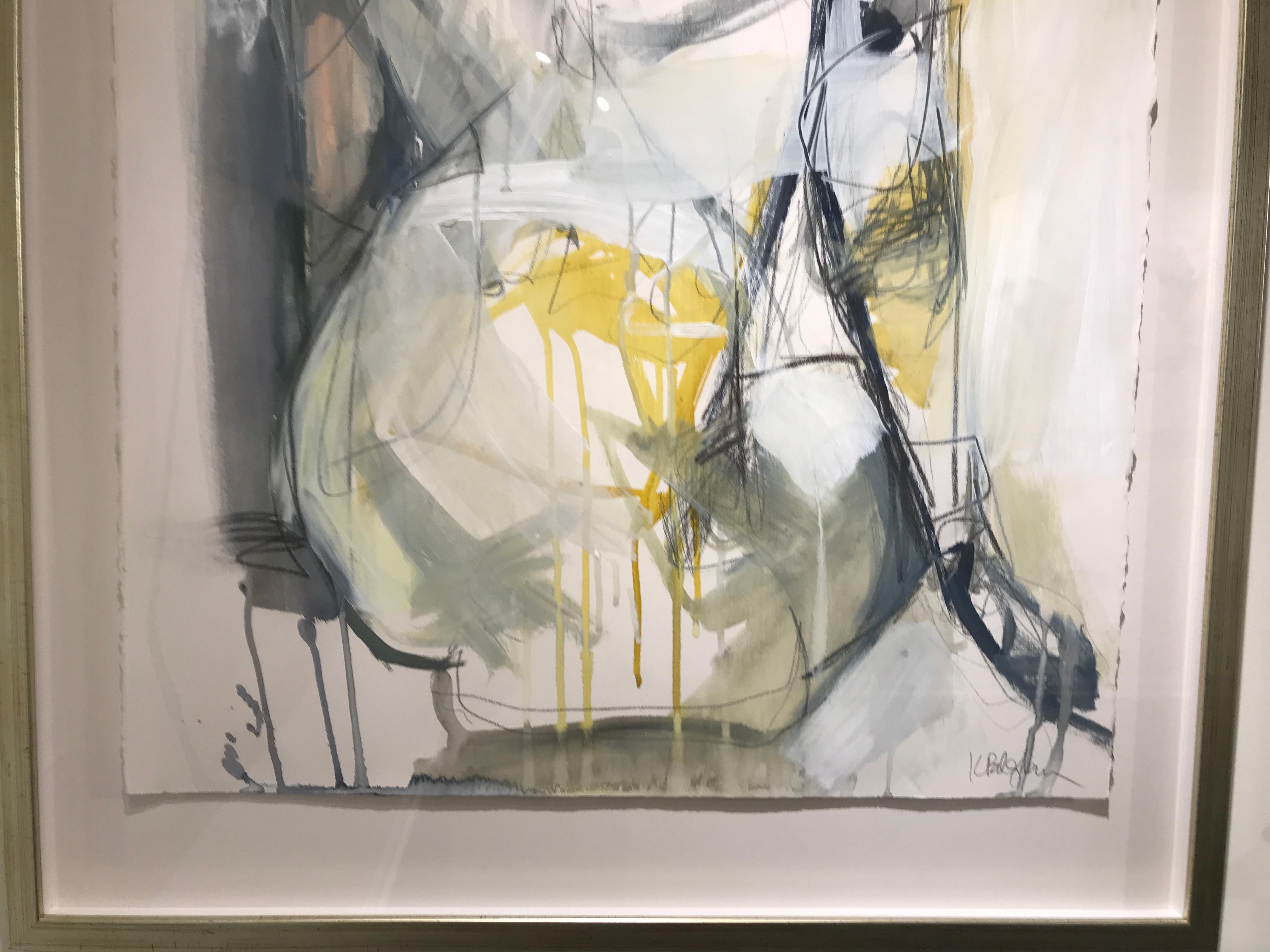 Presence by Kelley Ogburn, Framed Vertical Abstract Mixed Media on Paper Piece 1