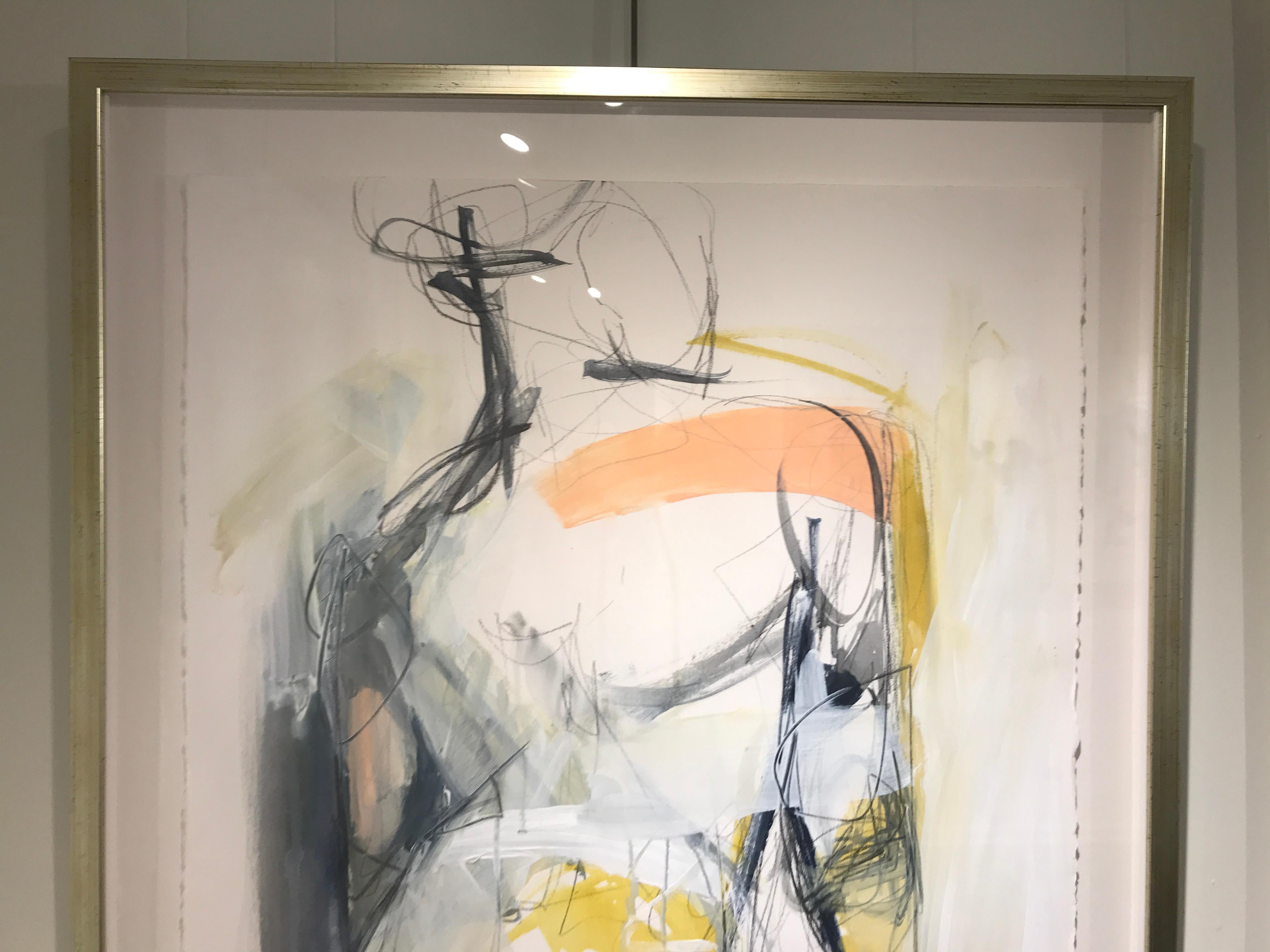 Presence by Kelley Ogburn, Framed Vertical Abstract Mixed Media on Paper Piece 2