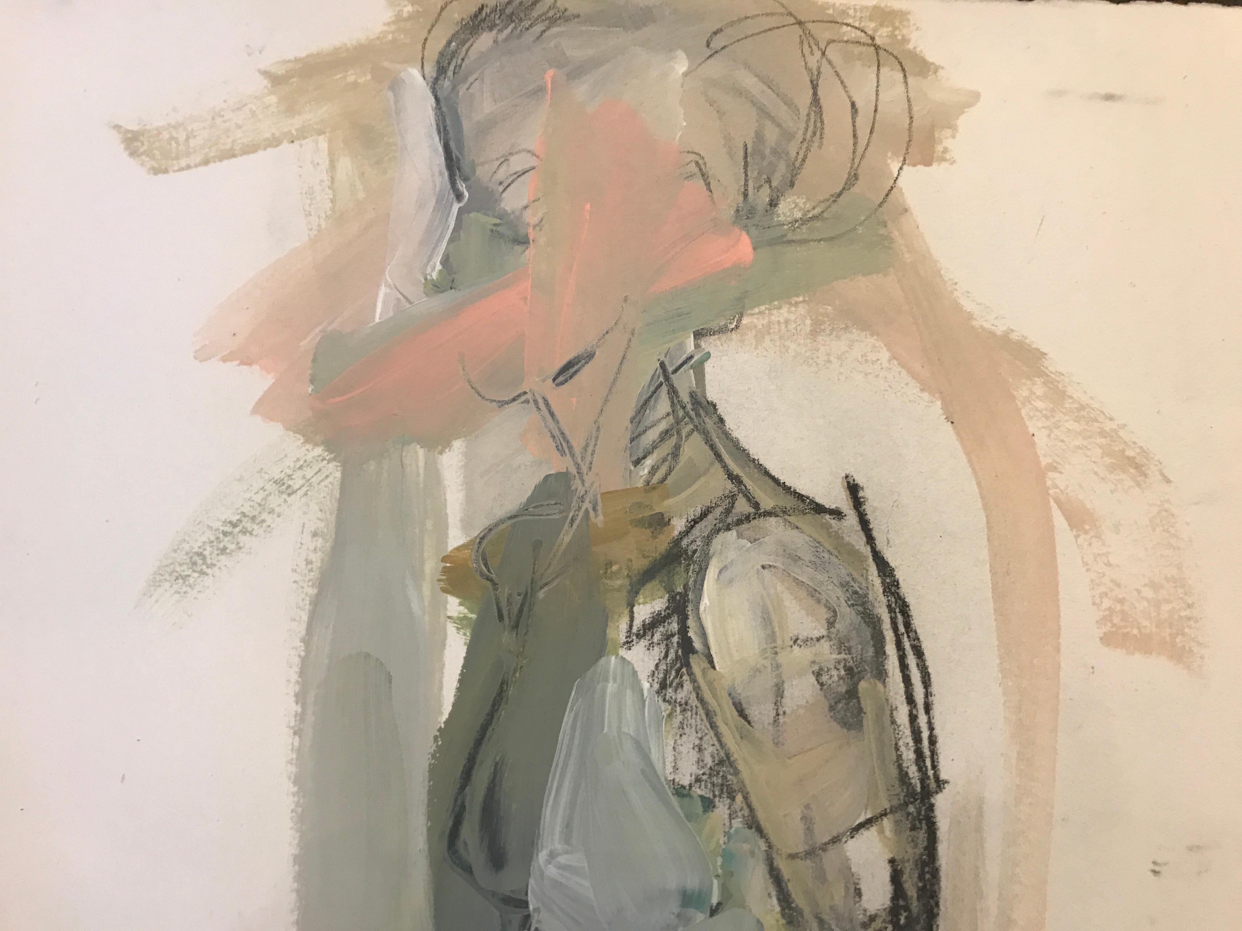 Today's Efforts, Kelley Ogburn 2018, Medium Vertical Nude on Paper - Impressionist Art by Kelley B. Ogburn