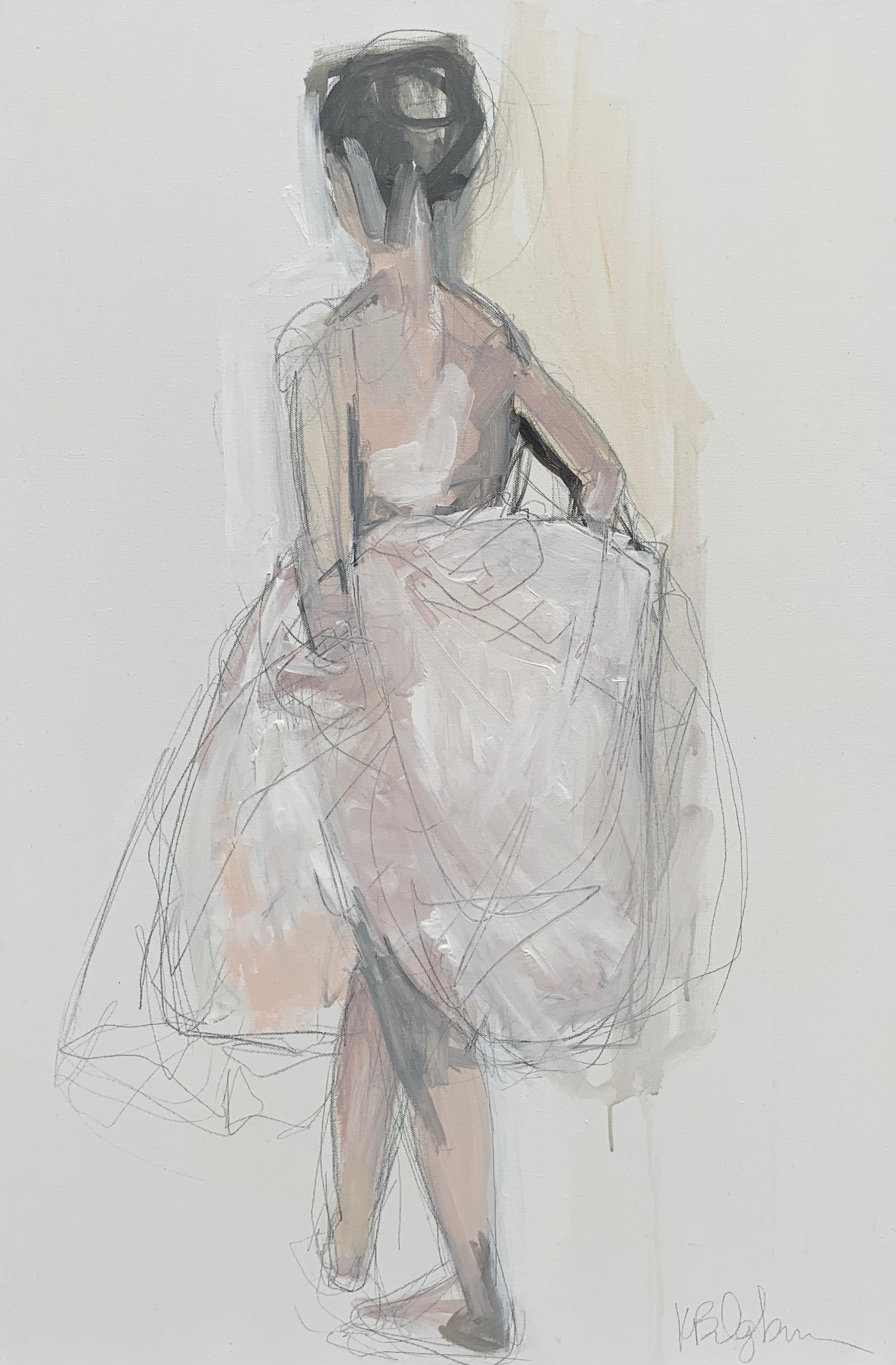 Kelley B. Ogburn Figurative Painting - Tulle by Kelley Ogburn Medium Vertical Ballerina Painting on Canavas